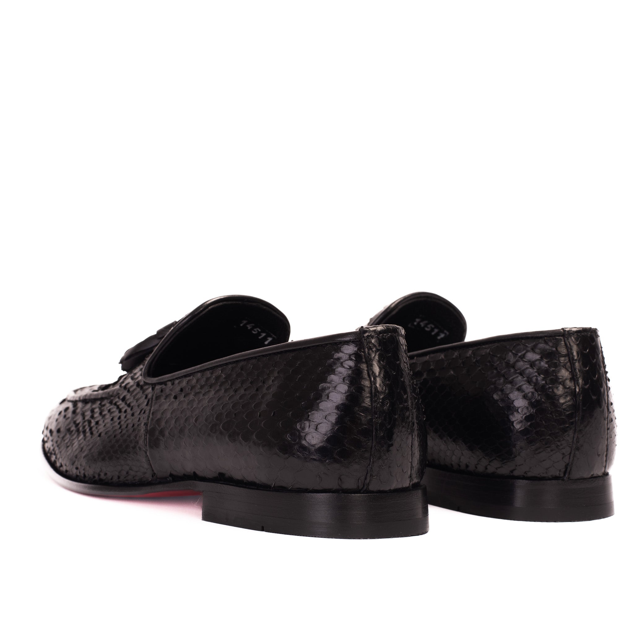 The Bethesda Black Pyhtn Skin Leather Tassel Loafer Men  Shoe