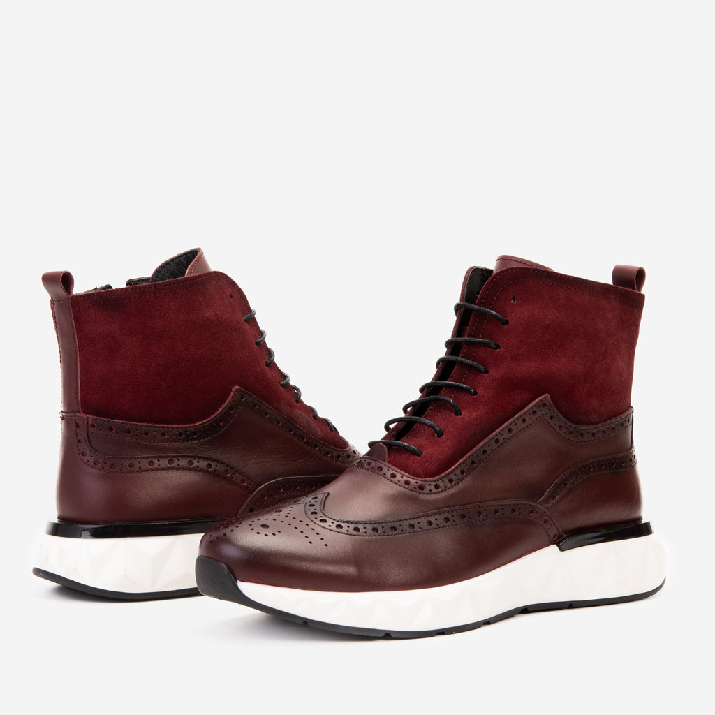 The Regent Burgundy Leather Wingtip
 Brogue Men Casual Boot