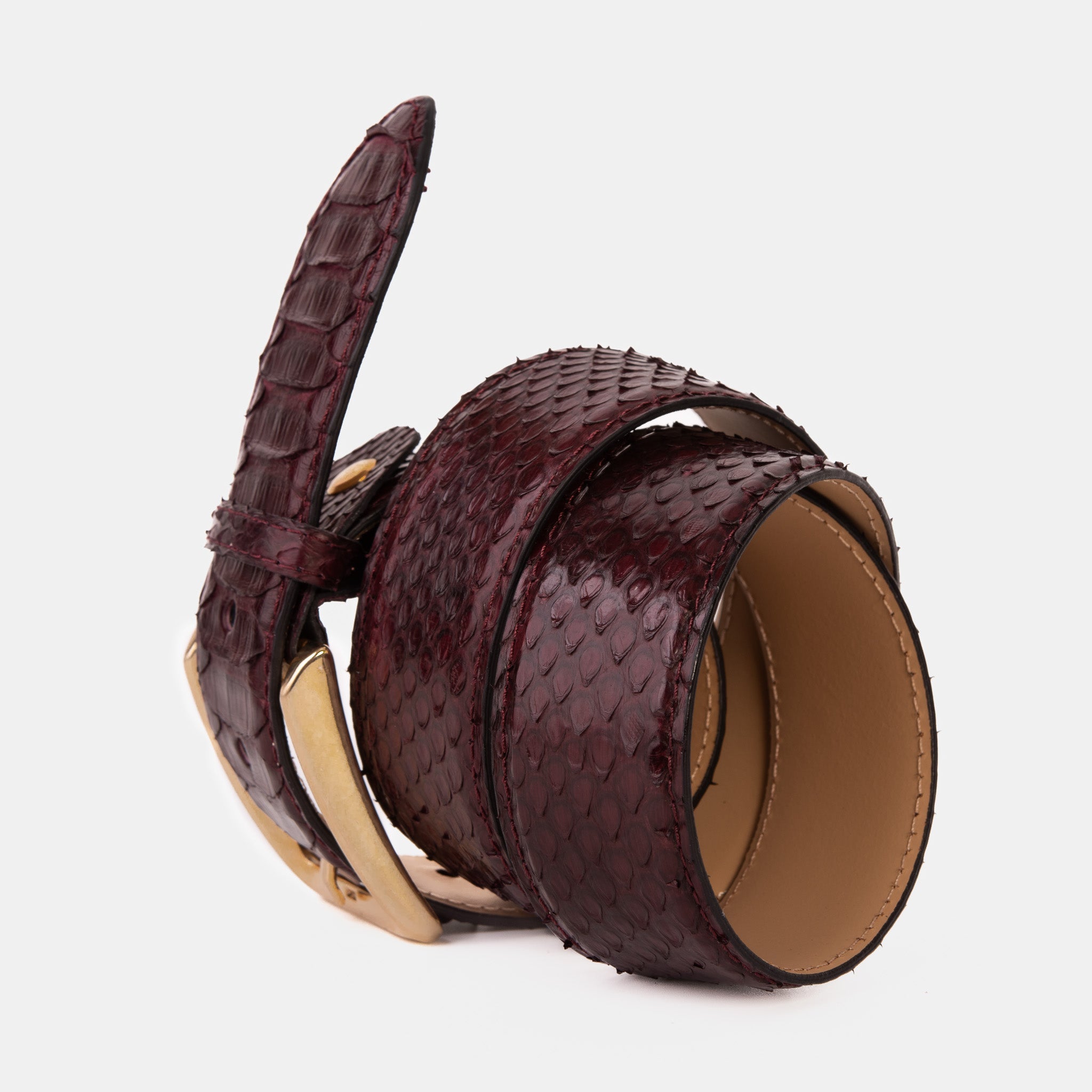 The Bethesda Burgundy pythn Sneak Leather Belt