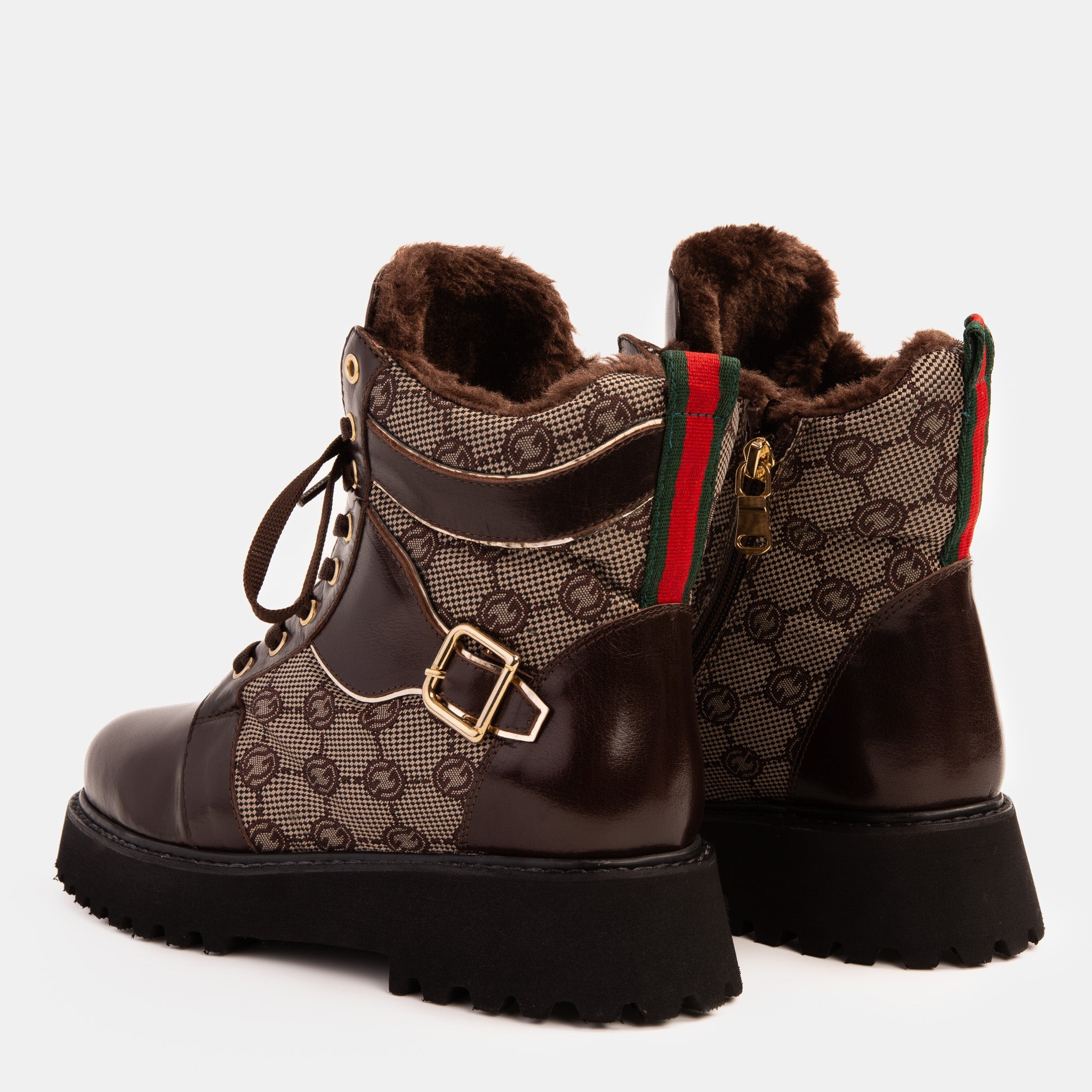 The Boston Brown Leather Lace-Up Ankle Women Boot With a Side Zipper