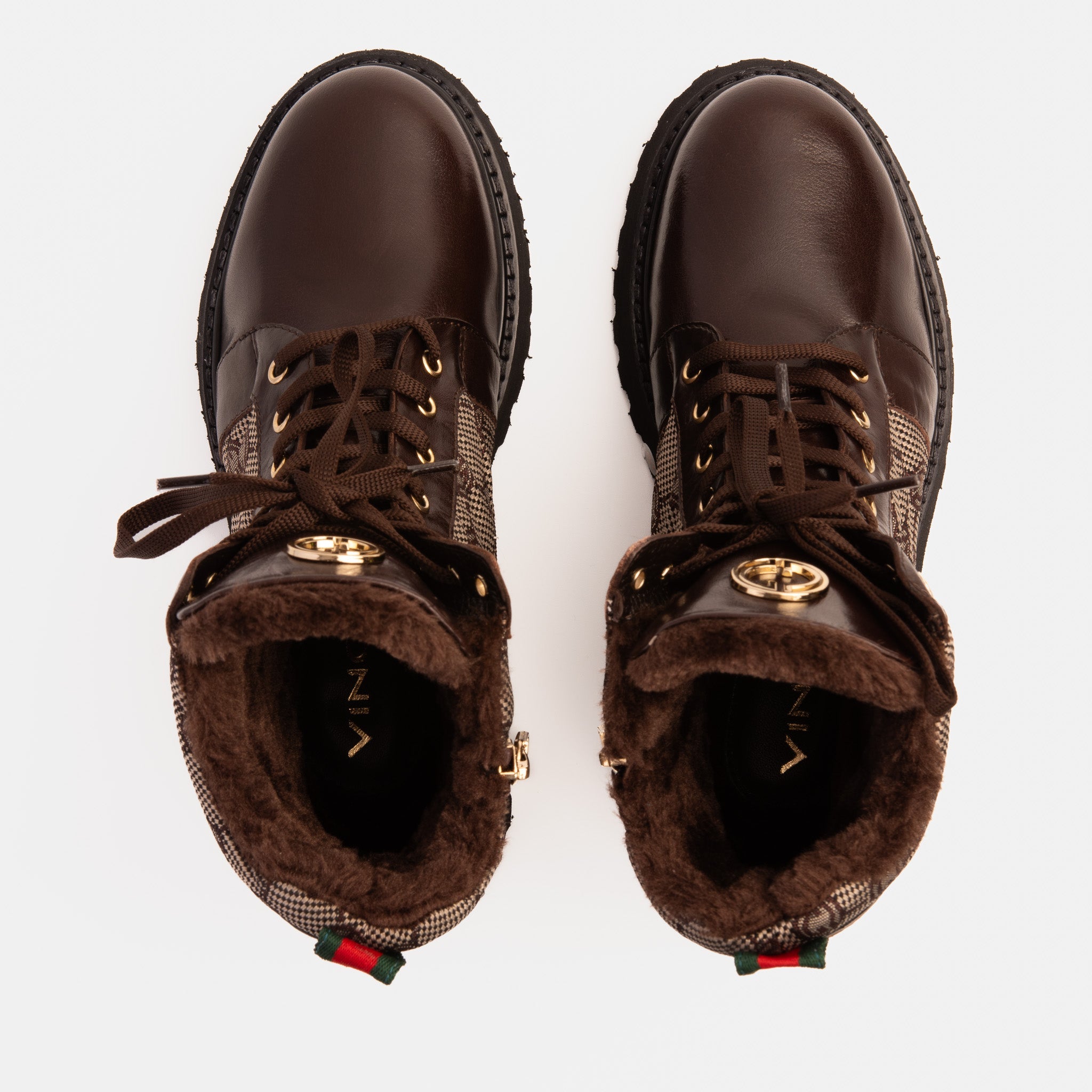 The Boston Brown Leather Lace-Up Ankle Women Boot With a Side Zipper