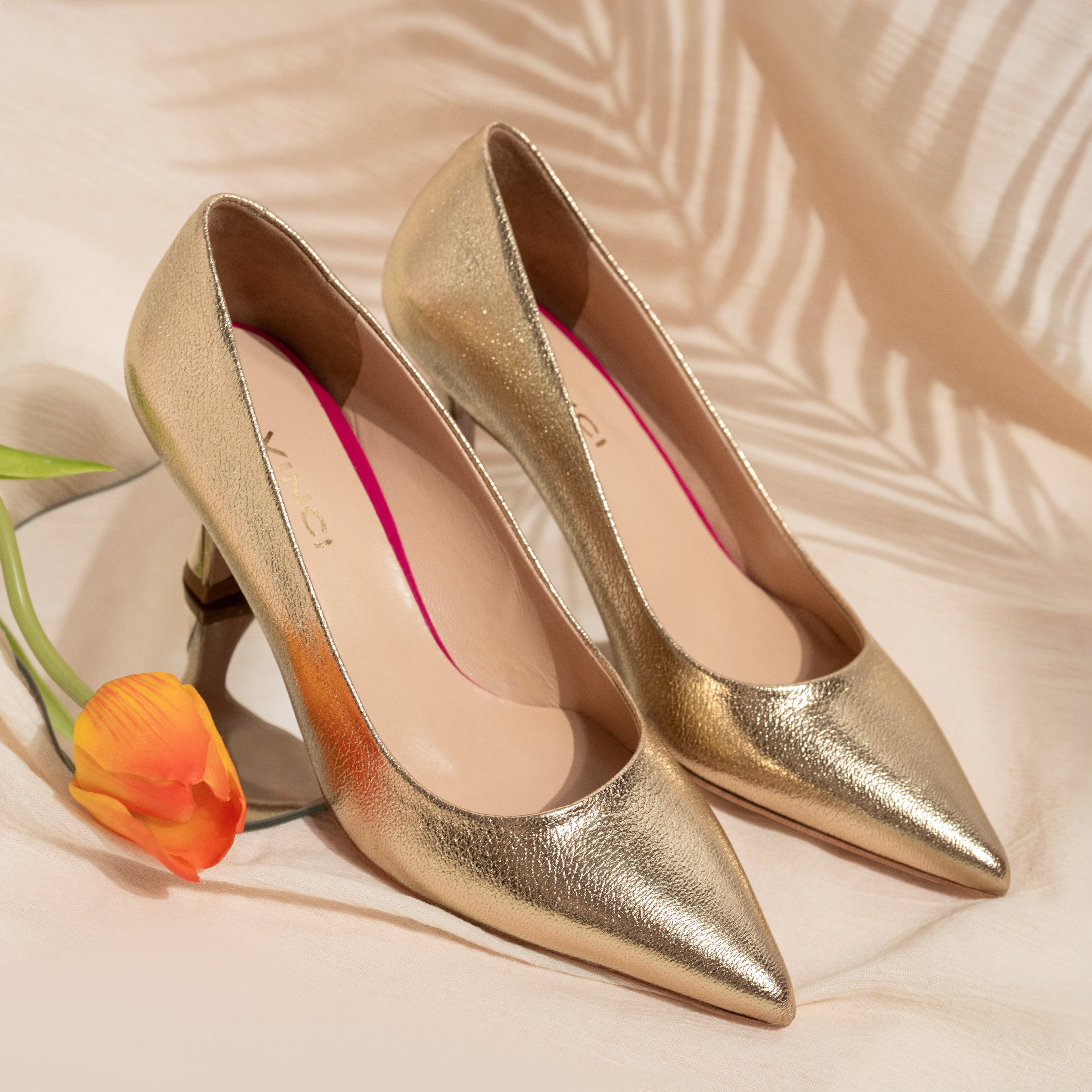 The Brunello Gold Leather Pump Women Shoe