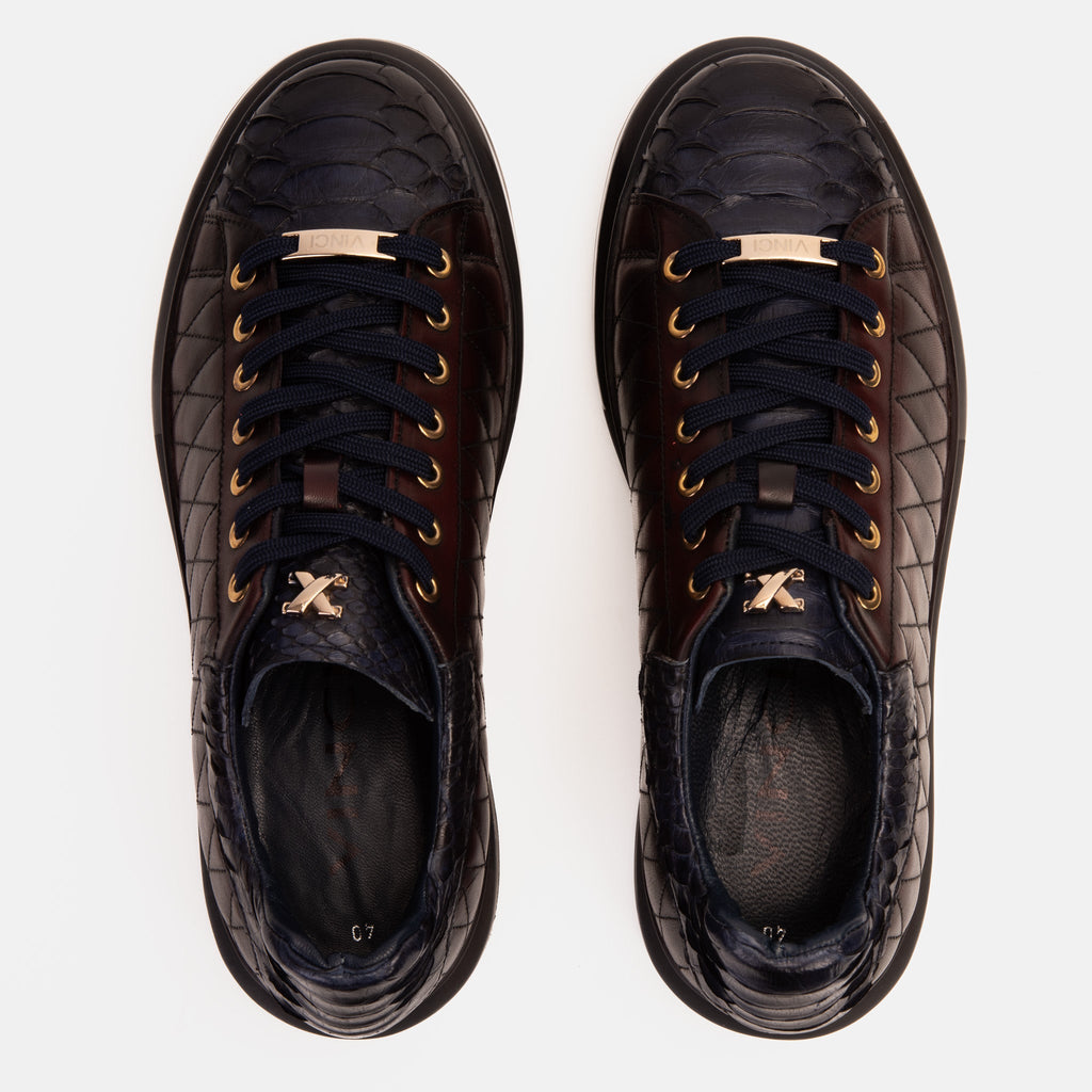 The Adler Navy Blue & Burgundy Snk Leather Men Sneaker Limited Edition