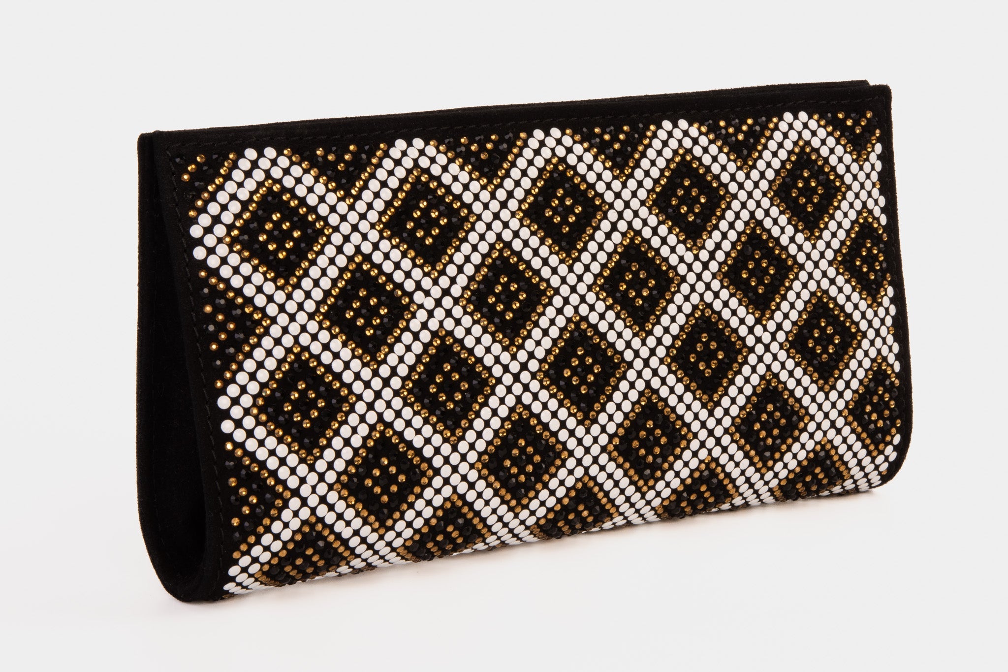 The Nampula Black Glitter Suede Leather Small Clutch