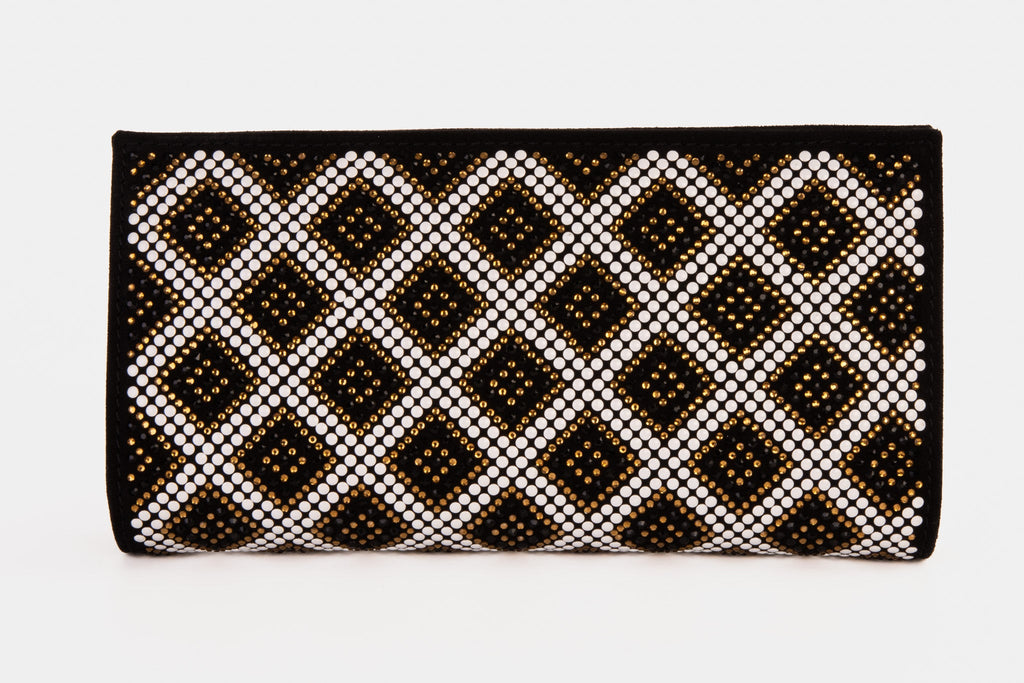 The Nampula Black Glitter Suede Leather Small Clutch