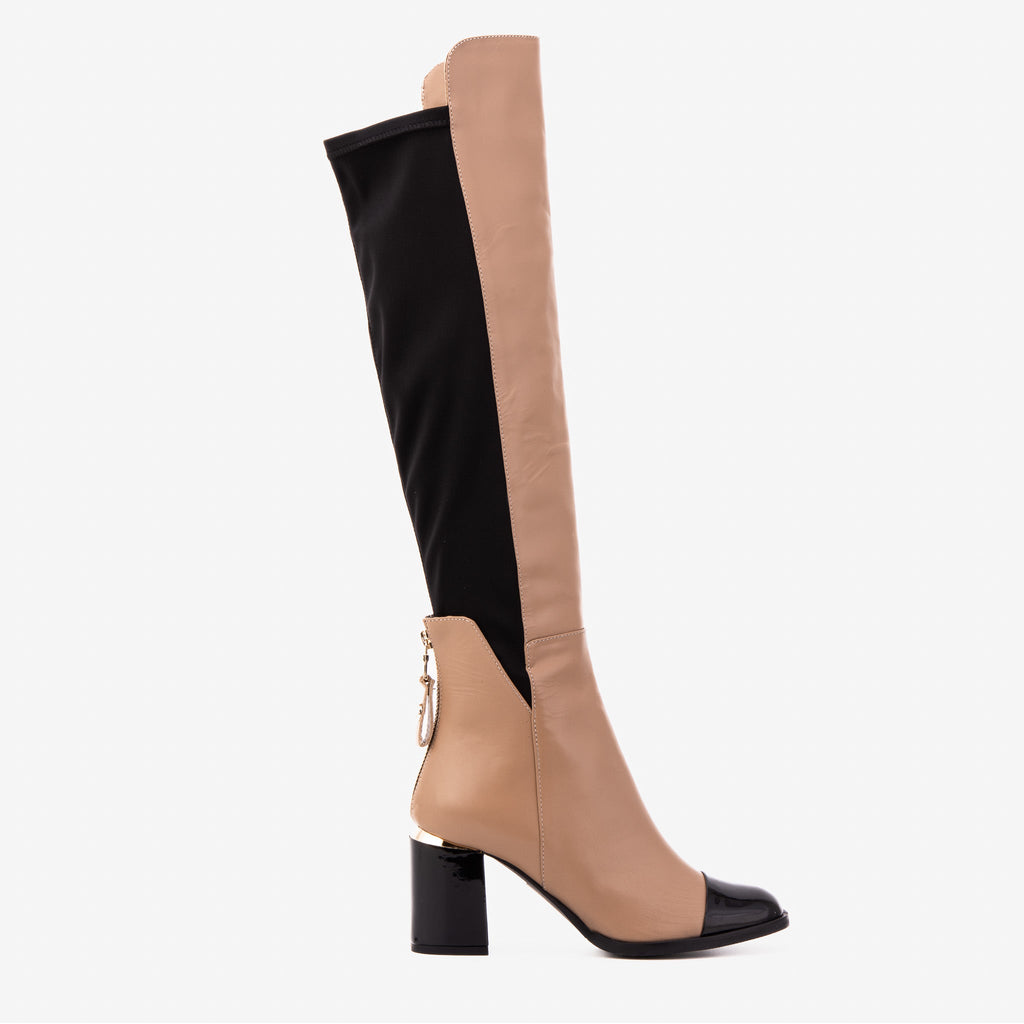 The Verona Cream Leather Knee High Women Boot