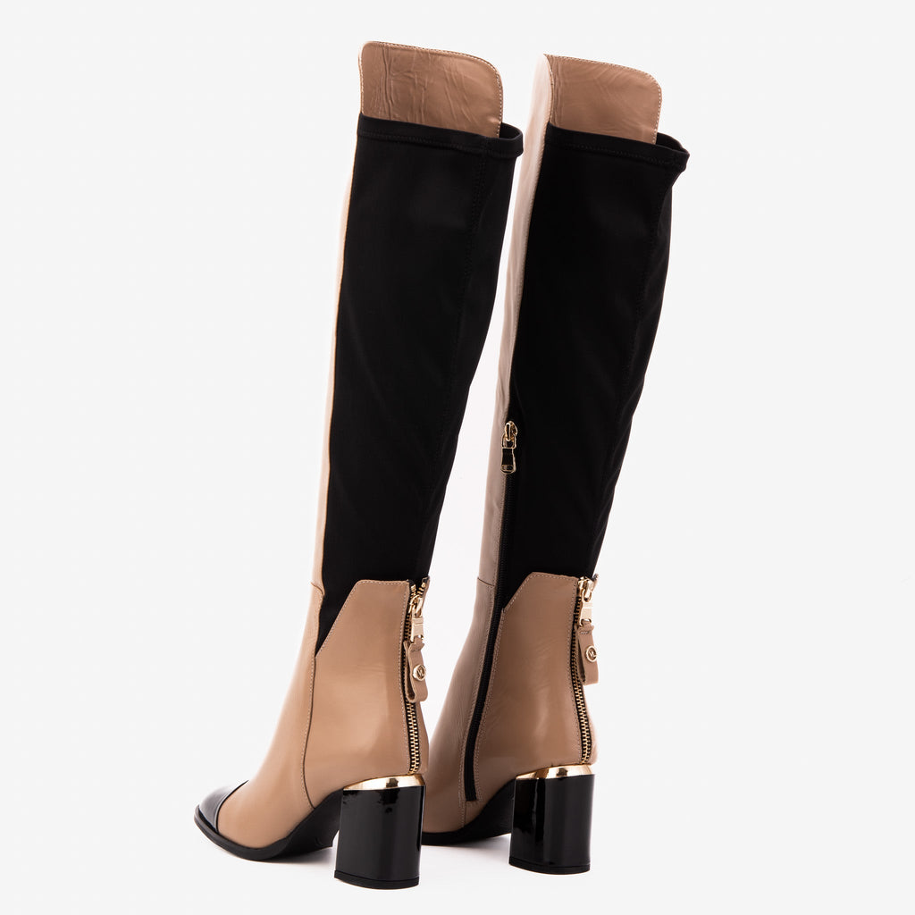 The Verona Cream Leather Knee High Women Boot