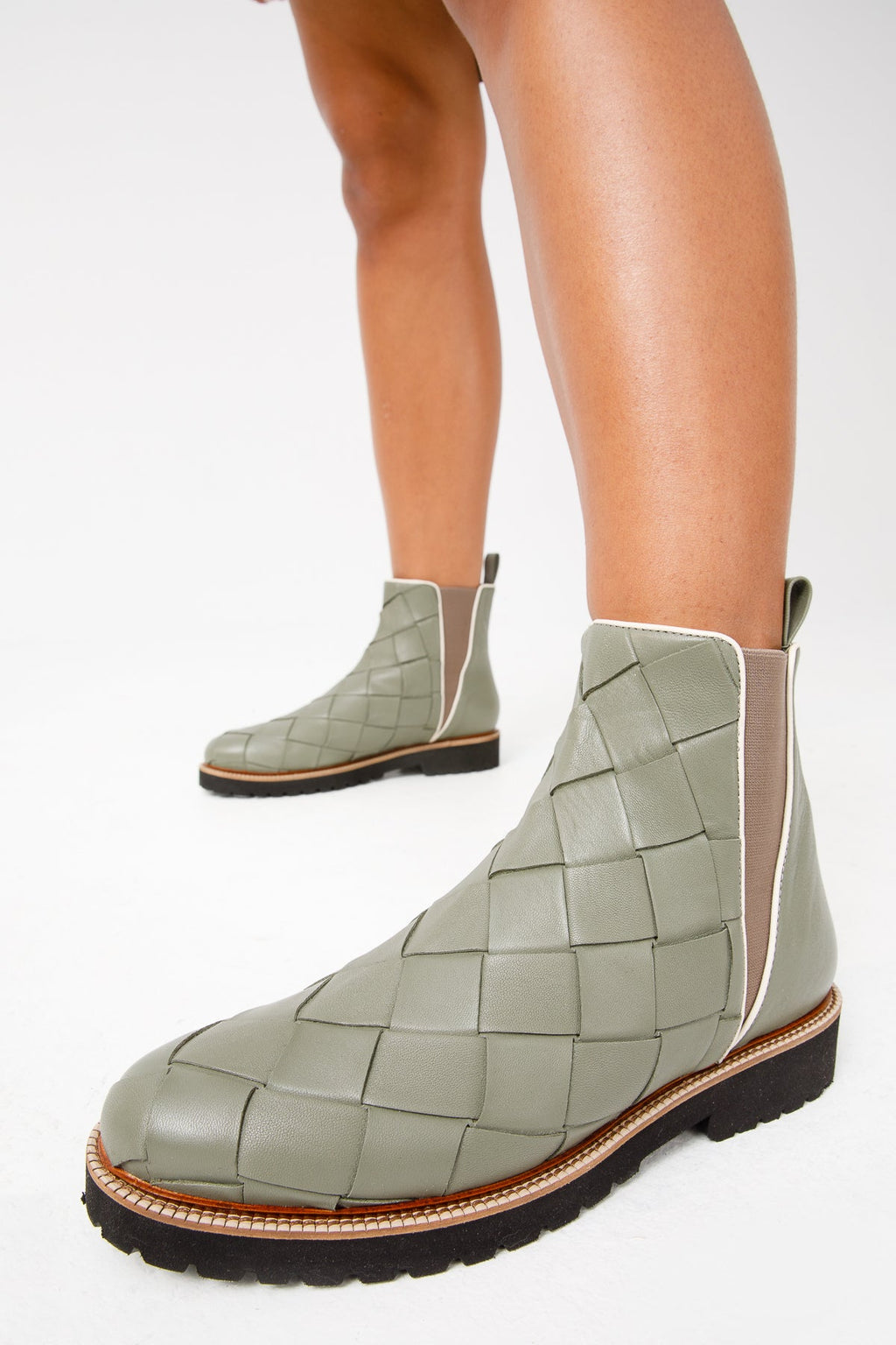 The Luisina Green Handwoven Leather Ankle Boot Final Sale!