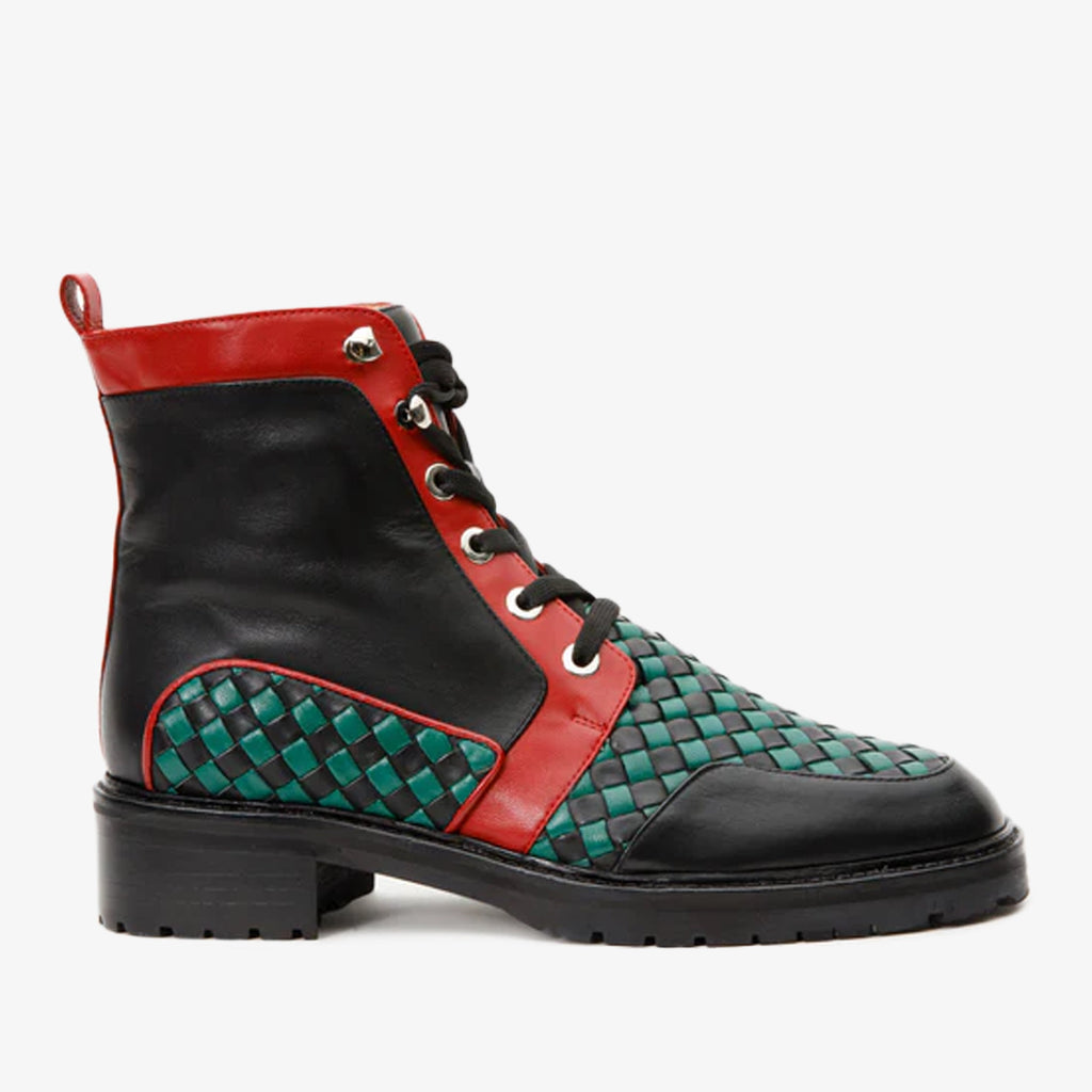 The Black River Black Handwoven Leather Ankle Women Boot Final Sale!