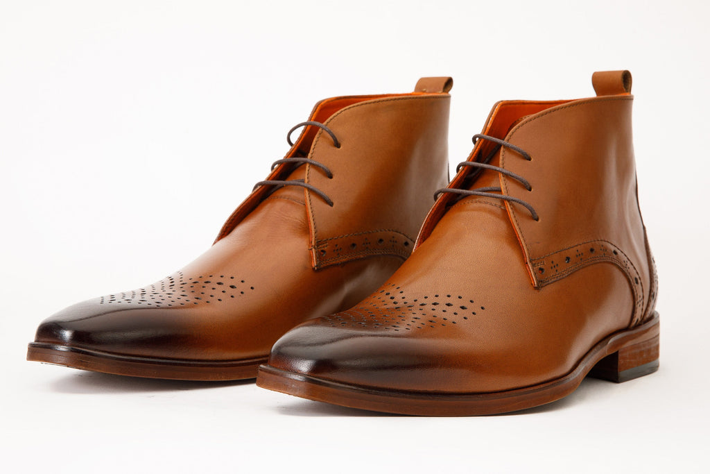 The Dessalines Tan Leather Chukka Brogue Dress Men Boot Final Sale!