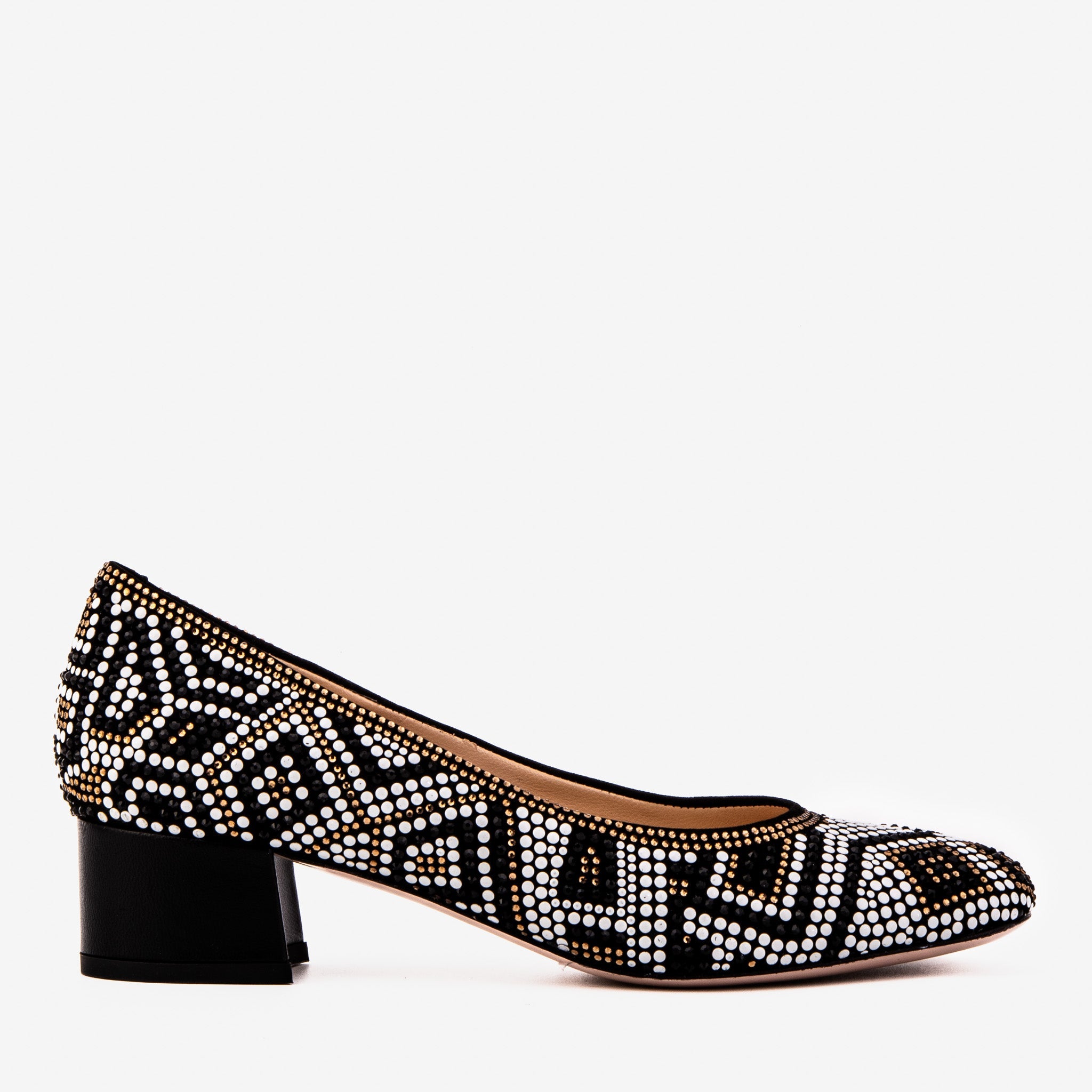 Nampula Crystal-Embellished Black Leather Women Pump