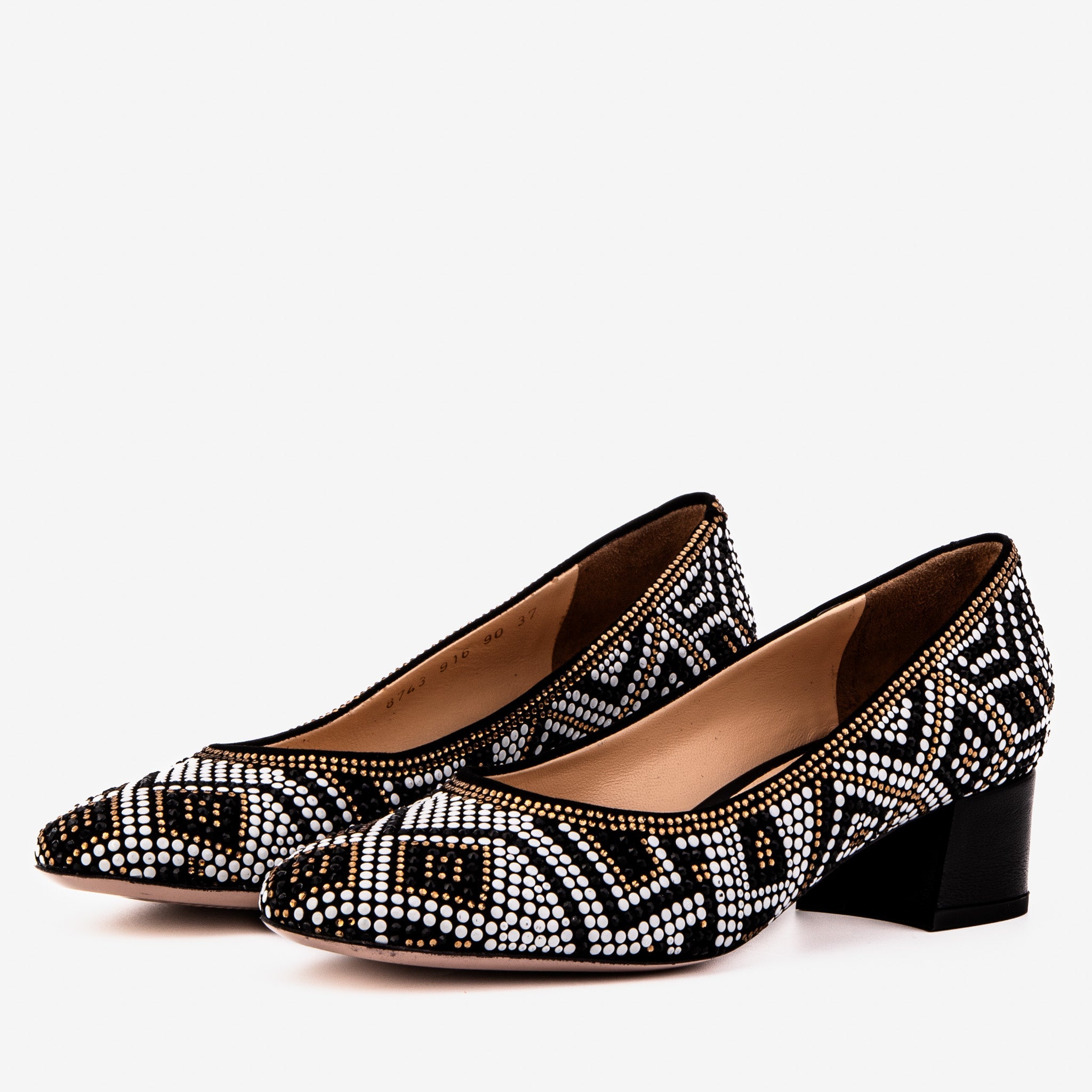 Nampula Crystal-Embellished Black Leather Women Pump