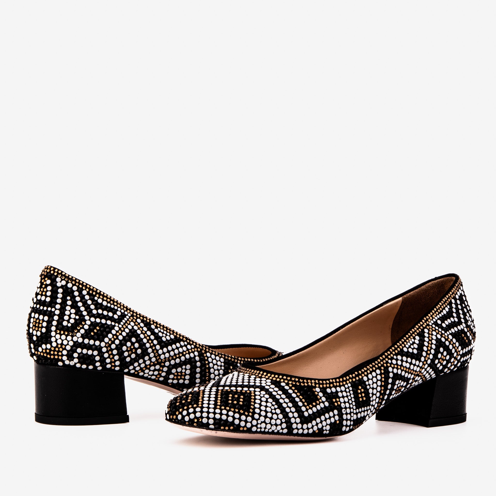 Nampula Crystal-Embellished Black Leather Women Pump