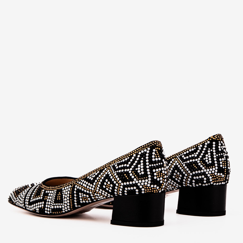 Nampula Crystal-Embellished Black Leather Women Pump
