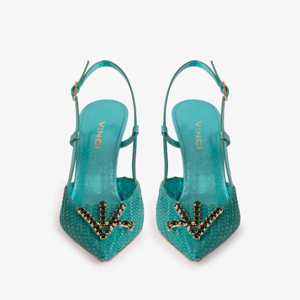 The Luna Turquoise Leather Slingback Women Sandal