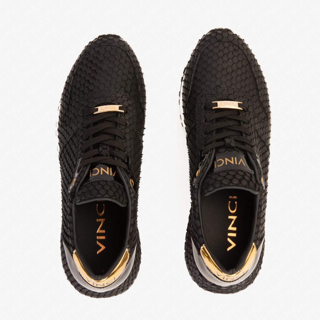 The Majesty Black & Gold Leather Men Sneaker