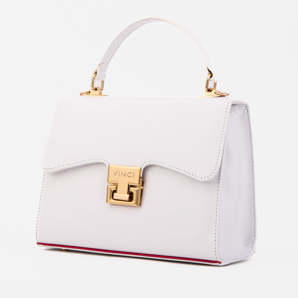 The Ege White Leather Handbag