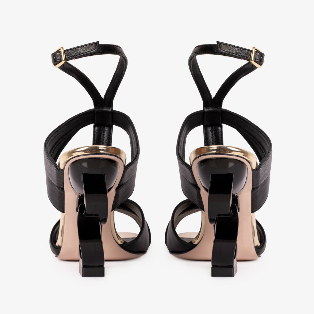 The Duffryn Black T-Strap Leather Women Sandal