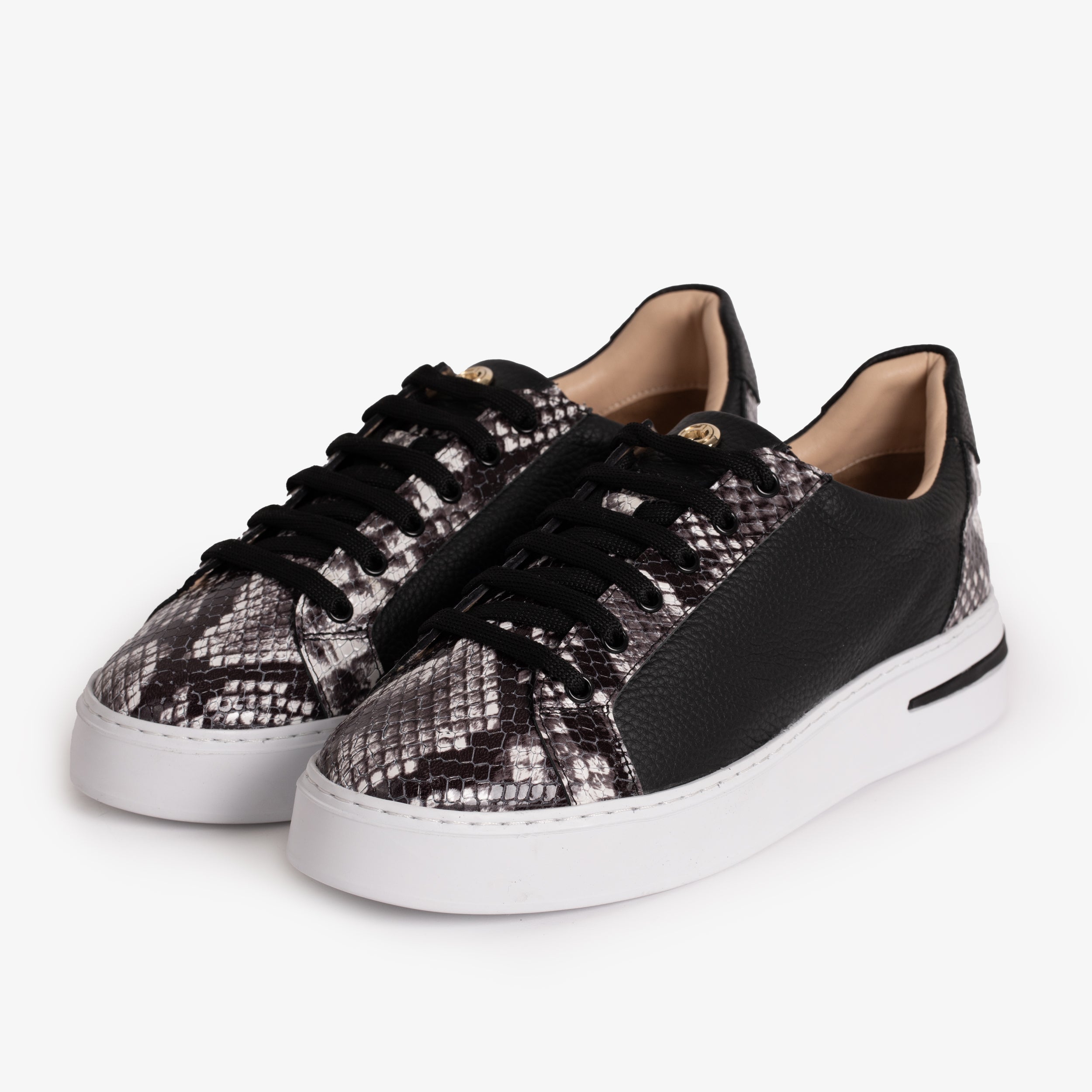 The Burano Black & White  Leather Women Sneaker