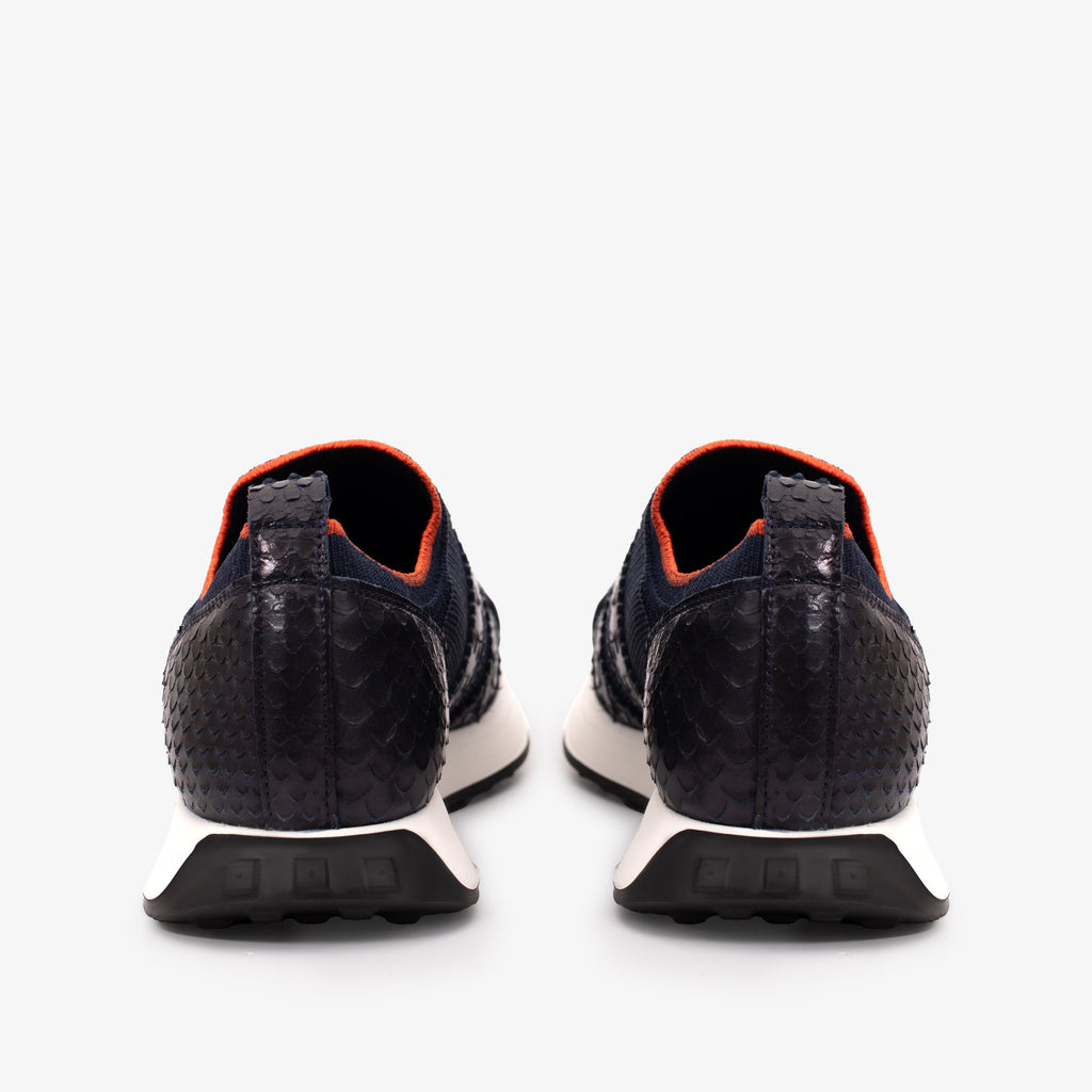 The Aslan Navy Knitted & Leather Men Sneaker
