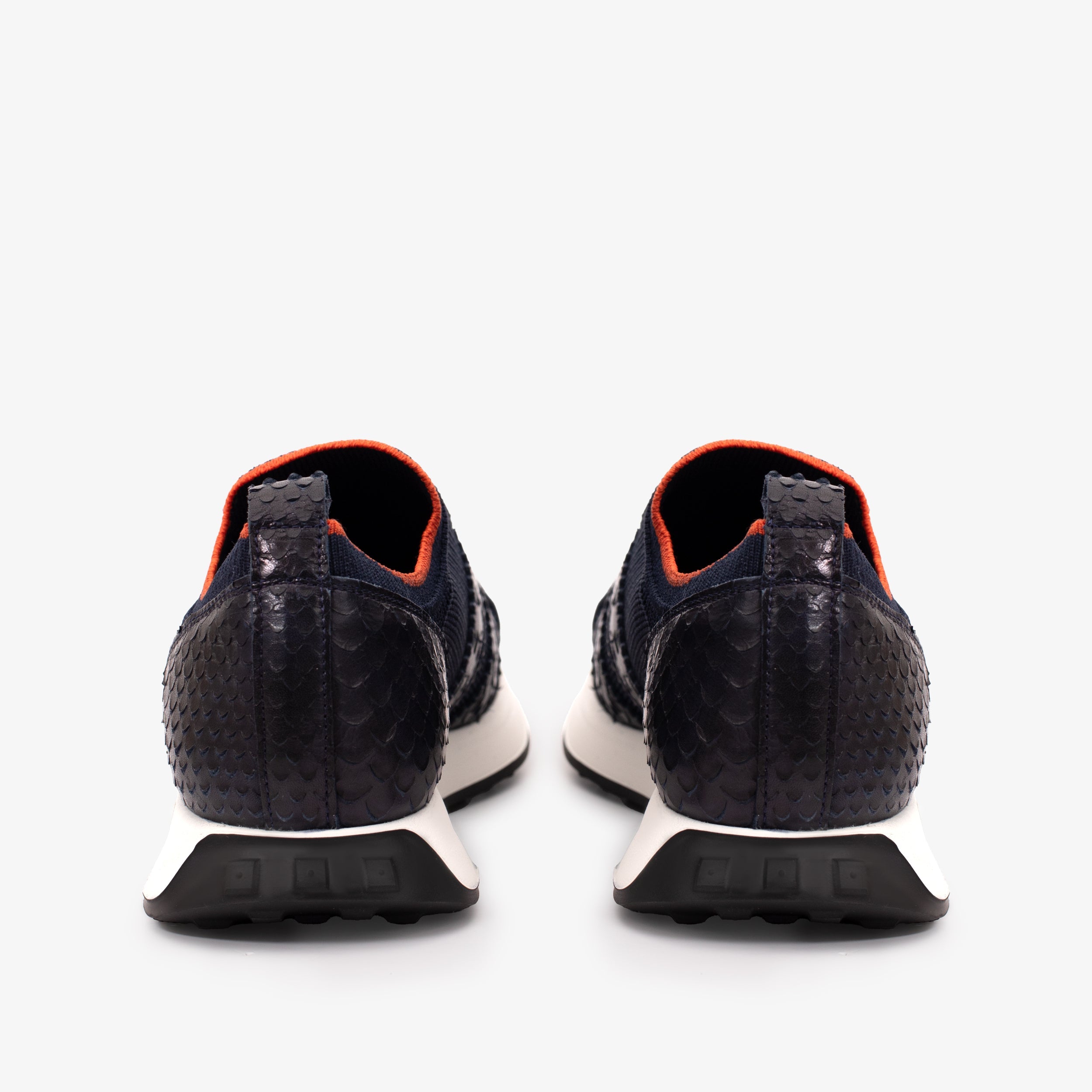 The Aslan Navy Knitted & Leather Men Sneaker