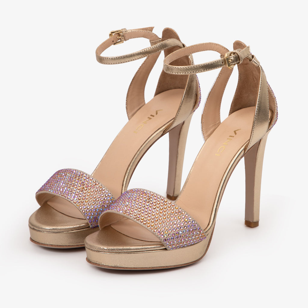 The Mars Platform Heel Gold Leather Women's Sandal