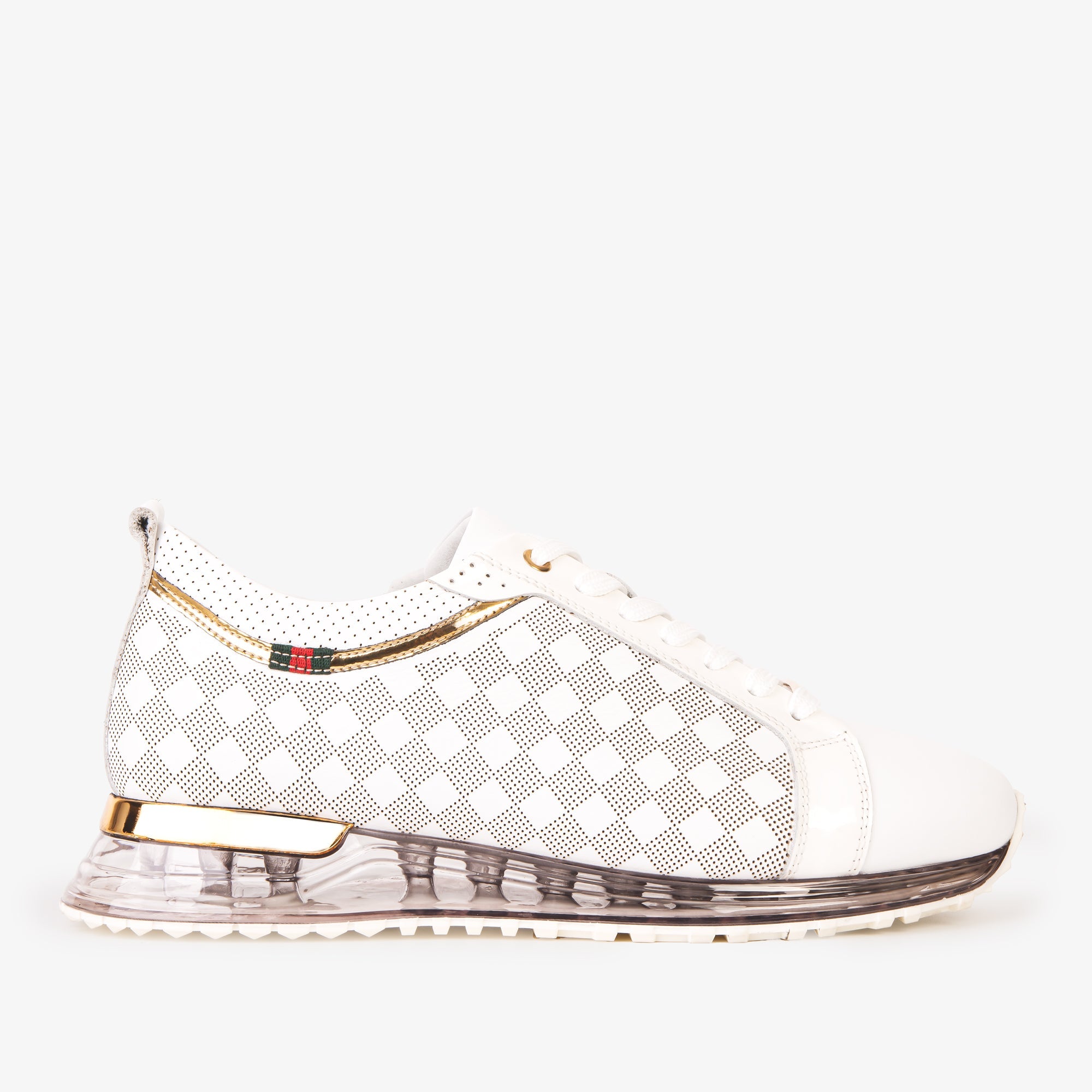 The Cenova White & Gold Leather Men Sneaker