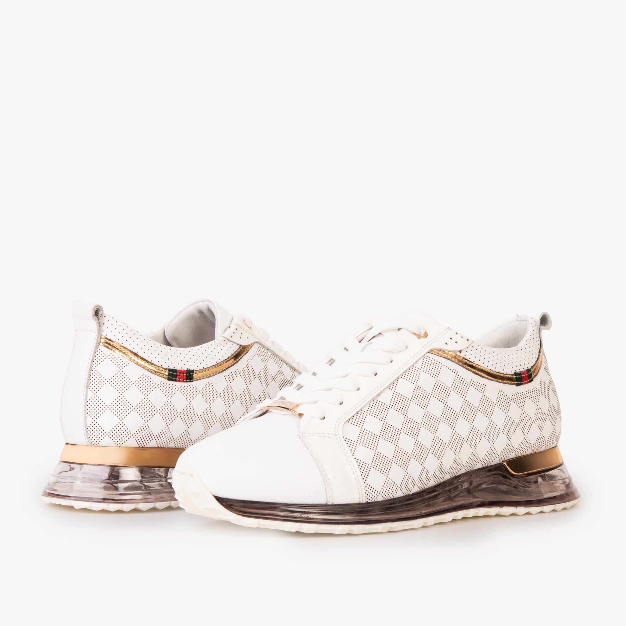 The Cenova White & Gold Leather Men Sneaker