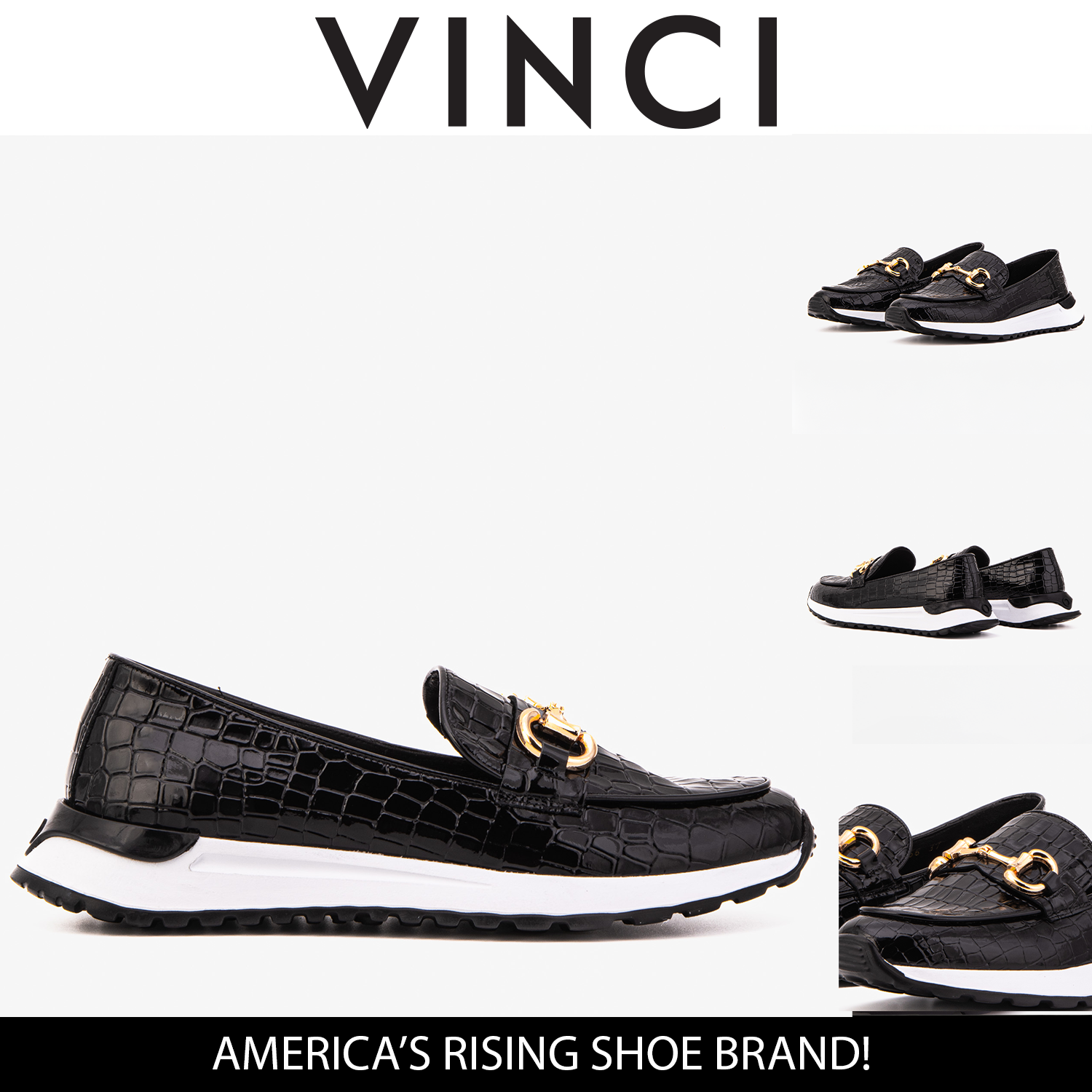 The Milan Black Croc-Embossed Patent Leather Women Sneaker