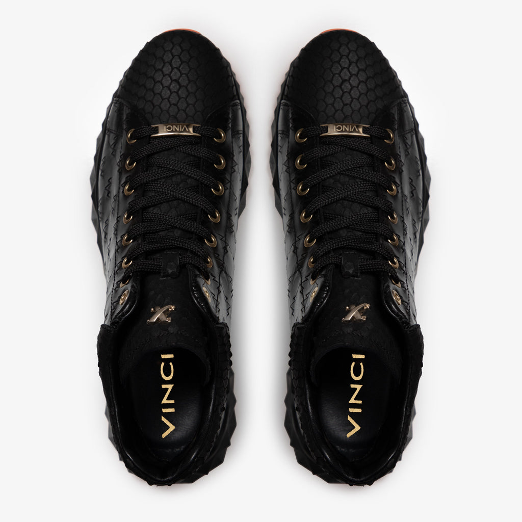 The Caesars Black Leather High-Top Men Sneaker