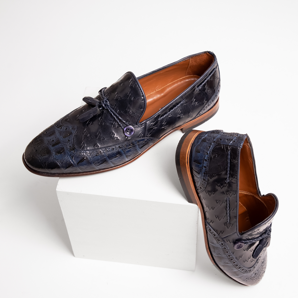 The Istanbul Navy Blue Leather Tassel Loafer Men Shoe