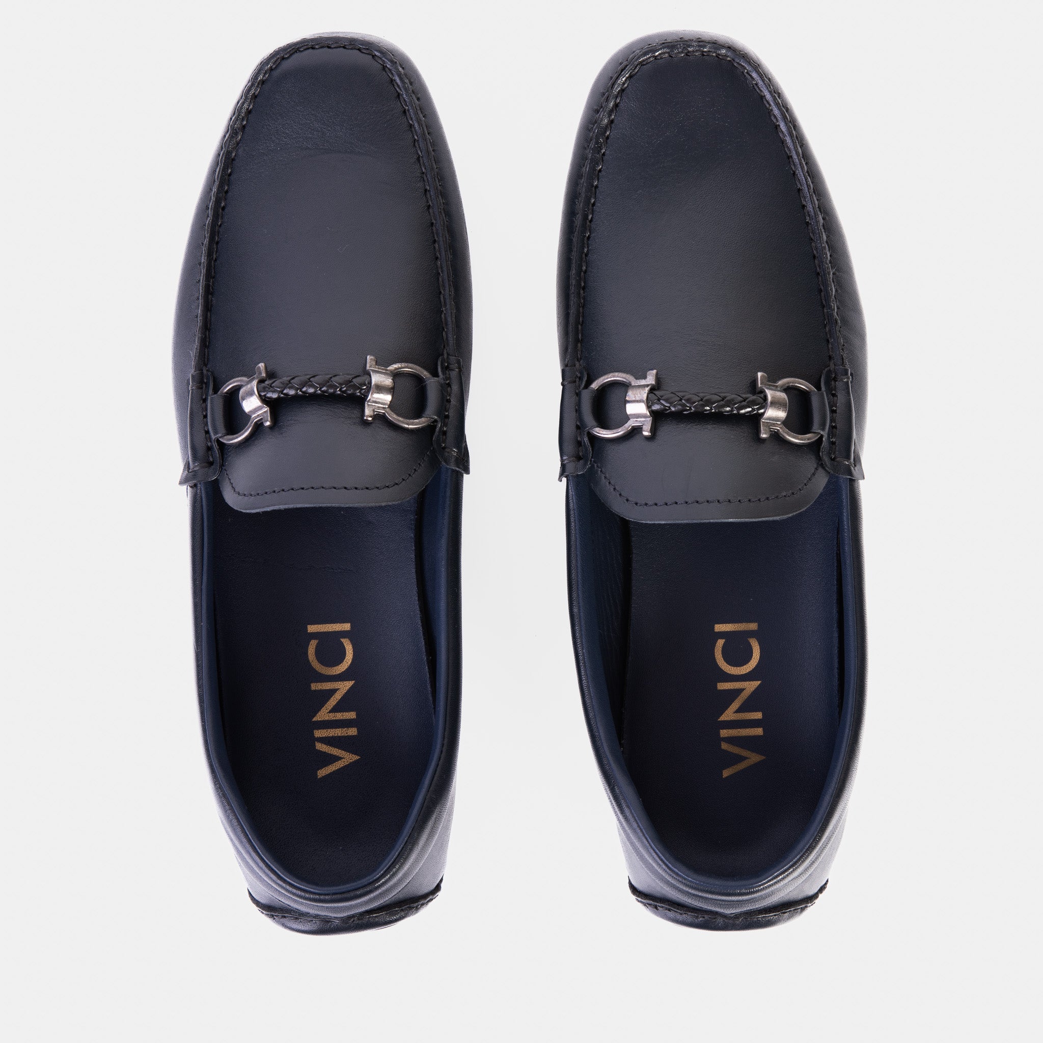Pavia Navy Blue Leather Bit Drive Loafer Men Shoe
