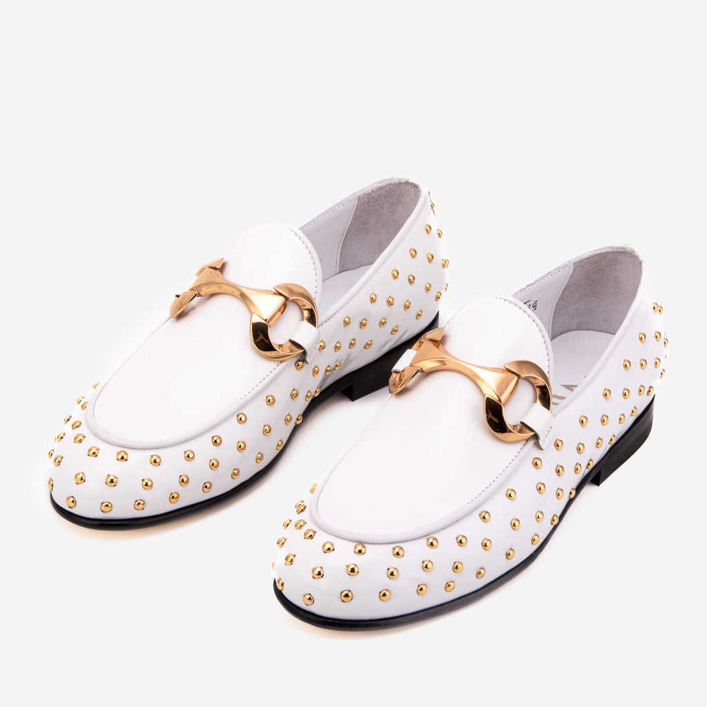 The Jupiter  Shoe White Spike Leather  Bit Dress Loafer Limited Edition Women  Shoe