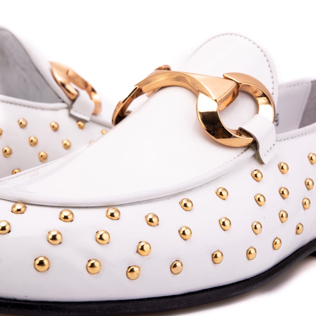 The Jupiter  Shoe White Spike Leather  Bit Dress Loafer Limited Edition Women  Shoe