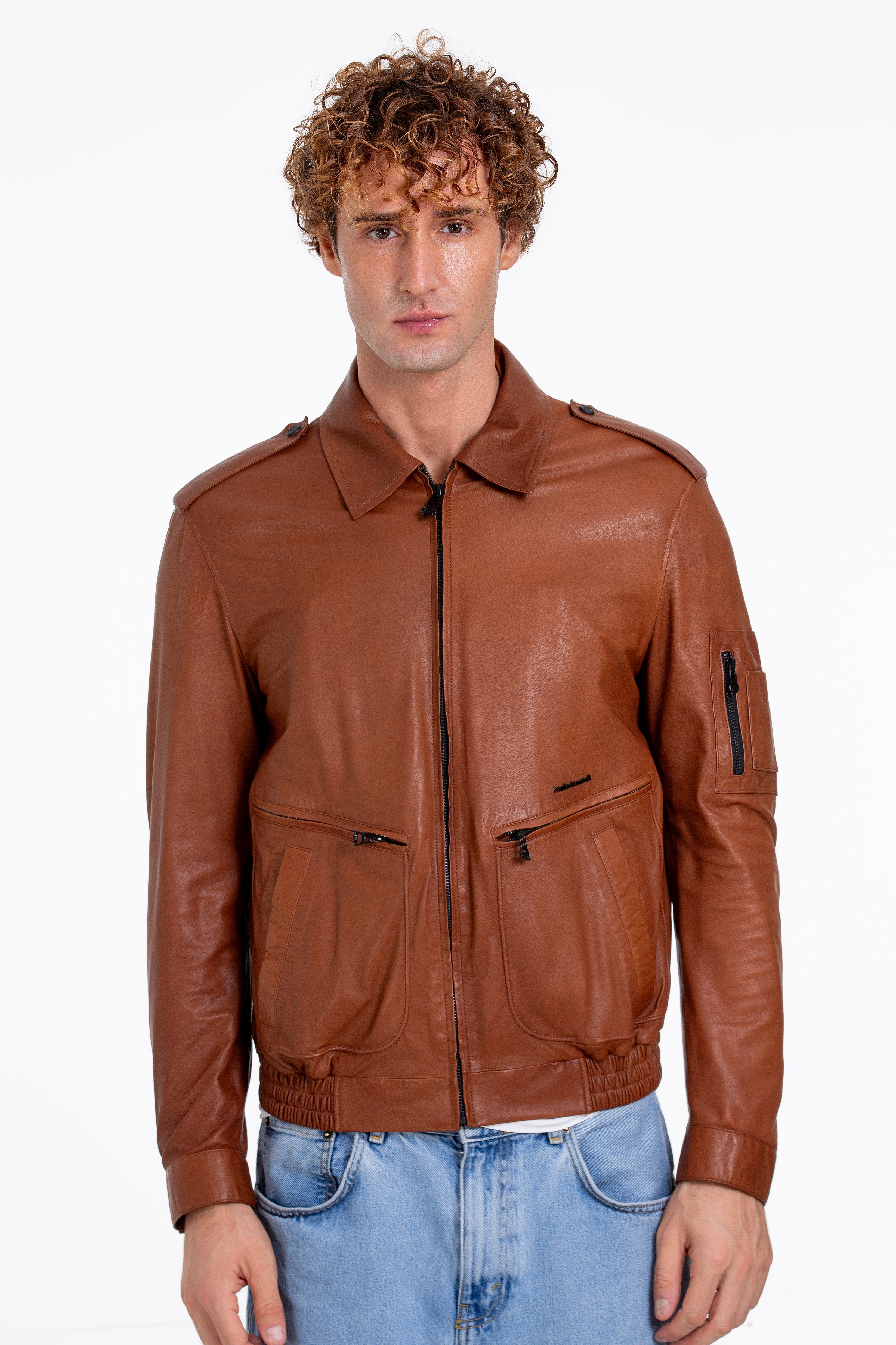 The Leureles Tan Leather Men Jacket