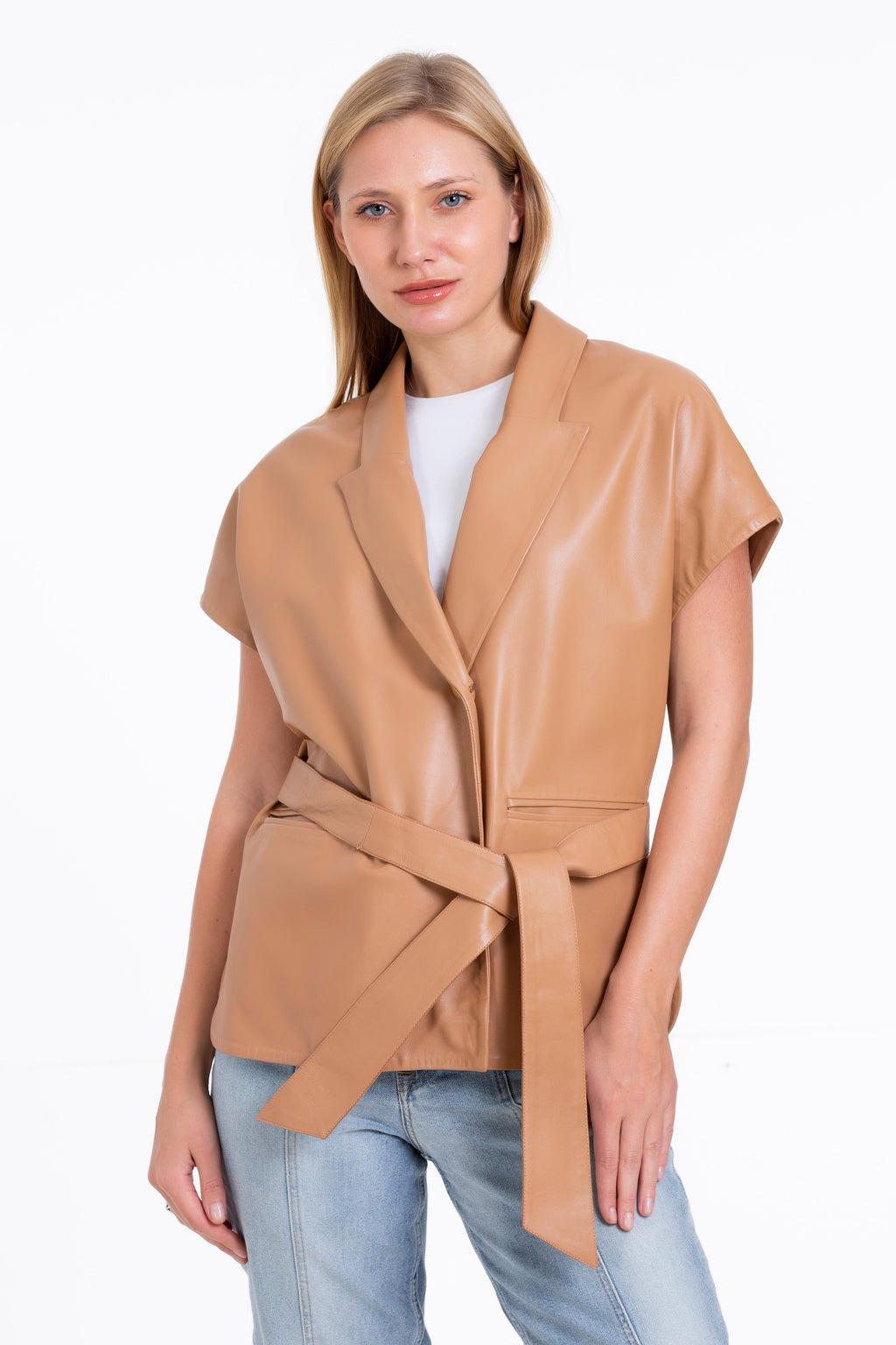 The Smithfield Leather Cookie Wraparound Vest Women Jacket