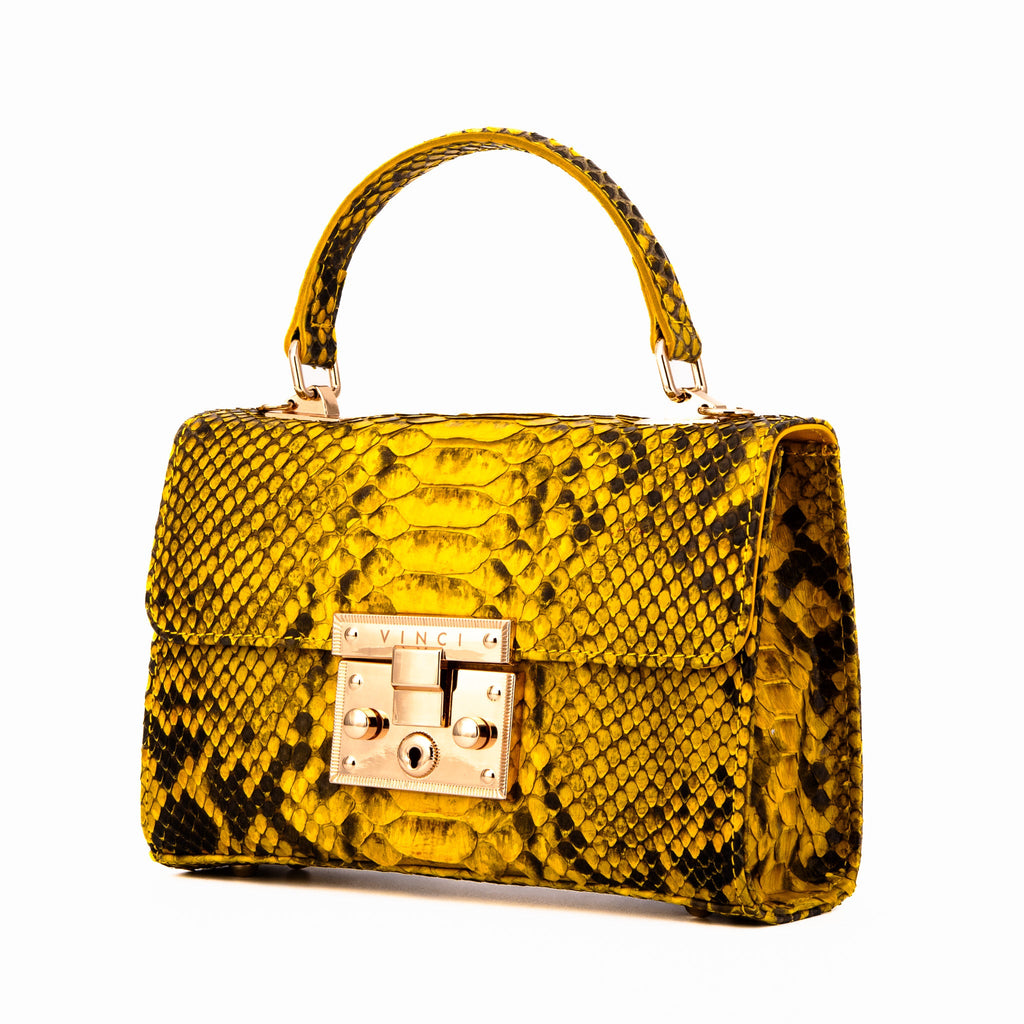 The Queen Yellow Pythn Leather Handbag