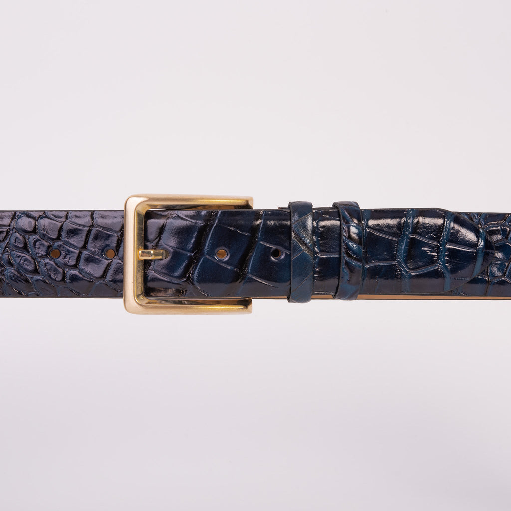 The Strat Navy Blue Leather Belt