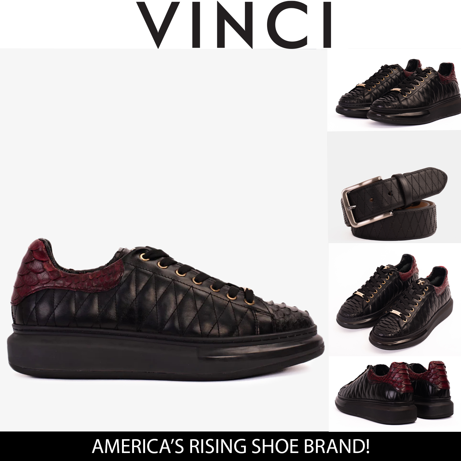 The Adler Pyht  Snk Skin Black & Burgundy Men Sneaker