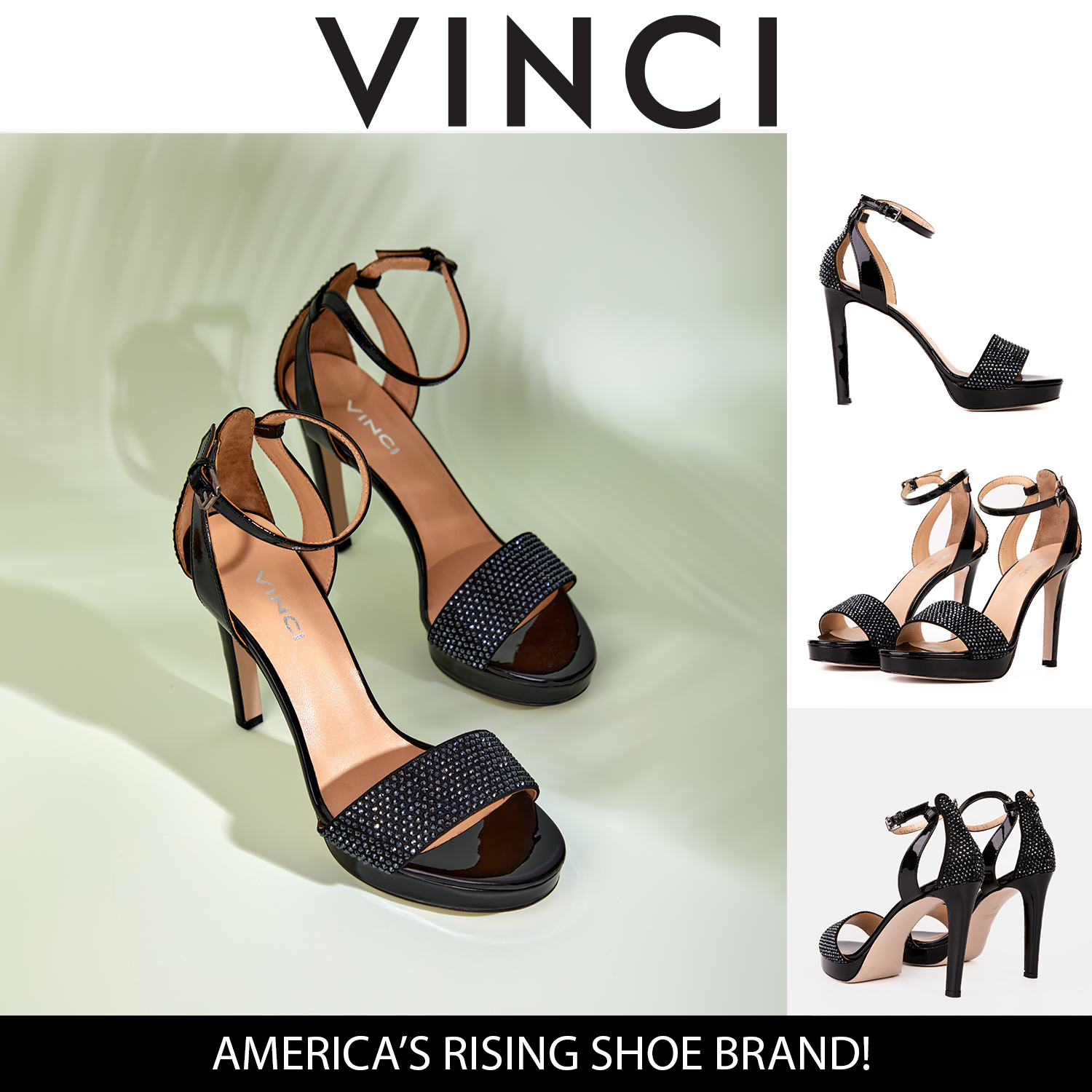 The Mars Platform Heel Black Leather Women's Sandal