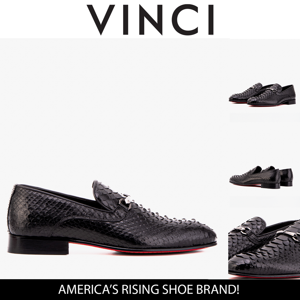 The Viper Black Python Skin Leather Bit Loafer Men Shoe