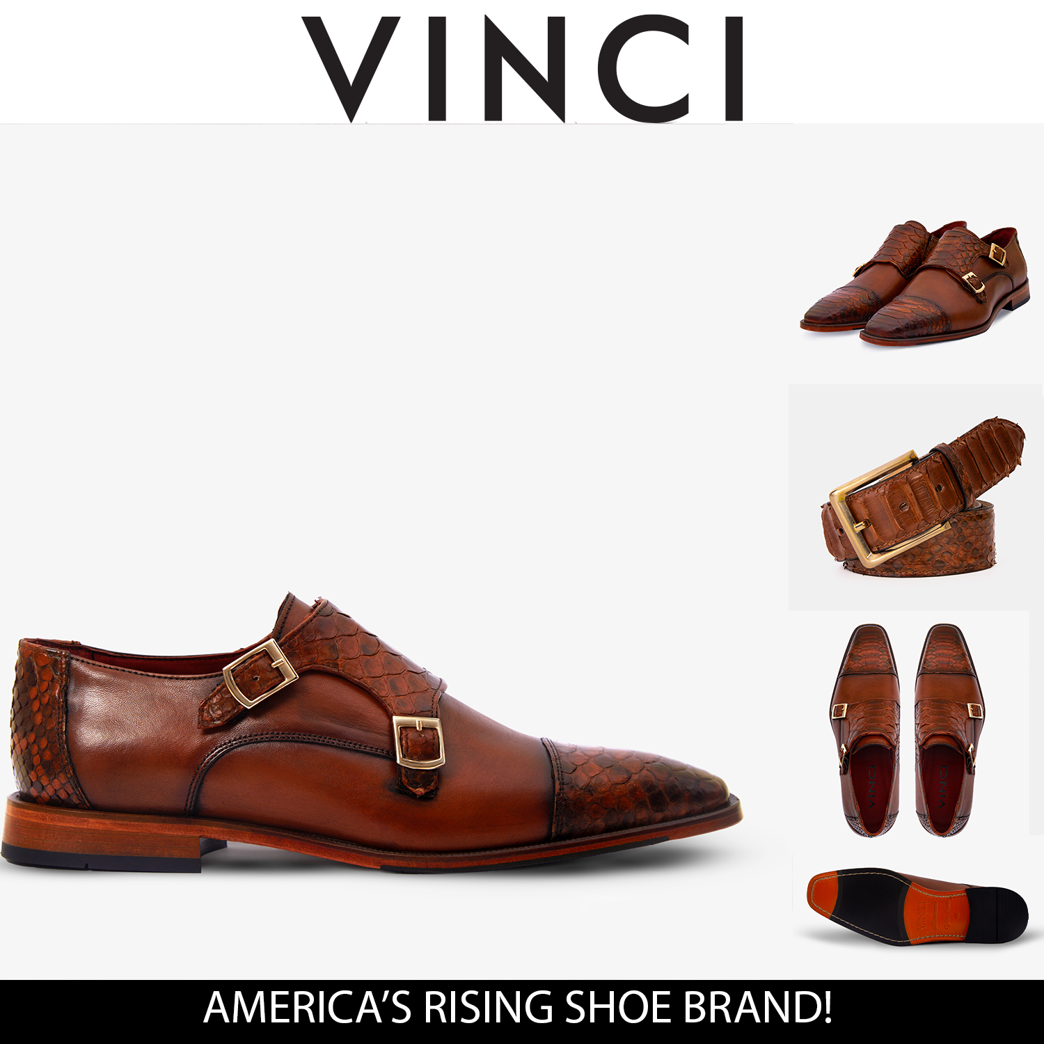 The Bishkek Tan Leather Cap Toe Double Monk Strap Men  Shoe