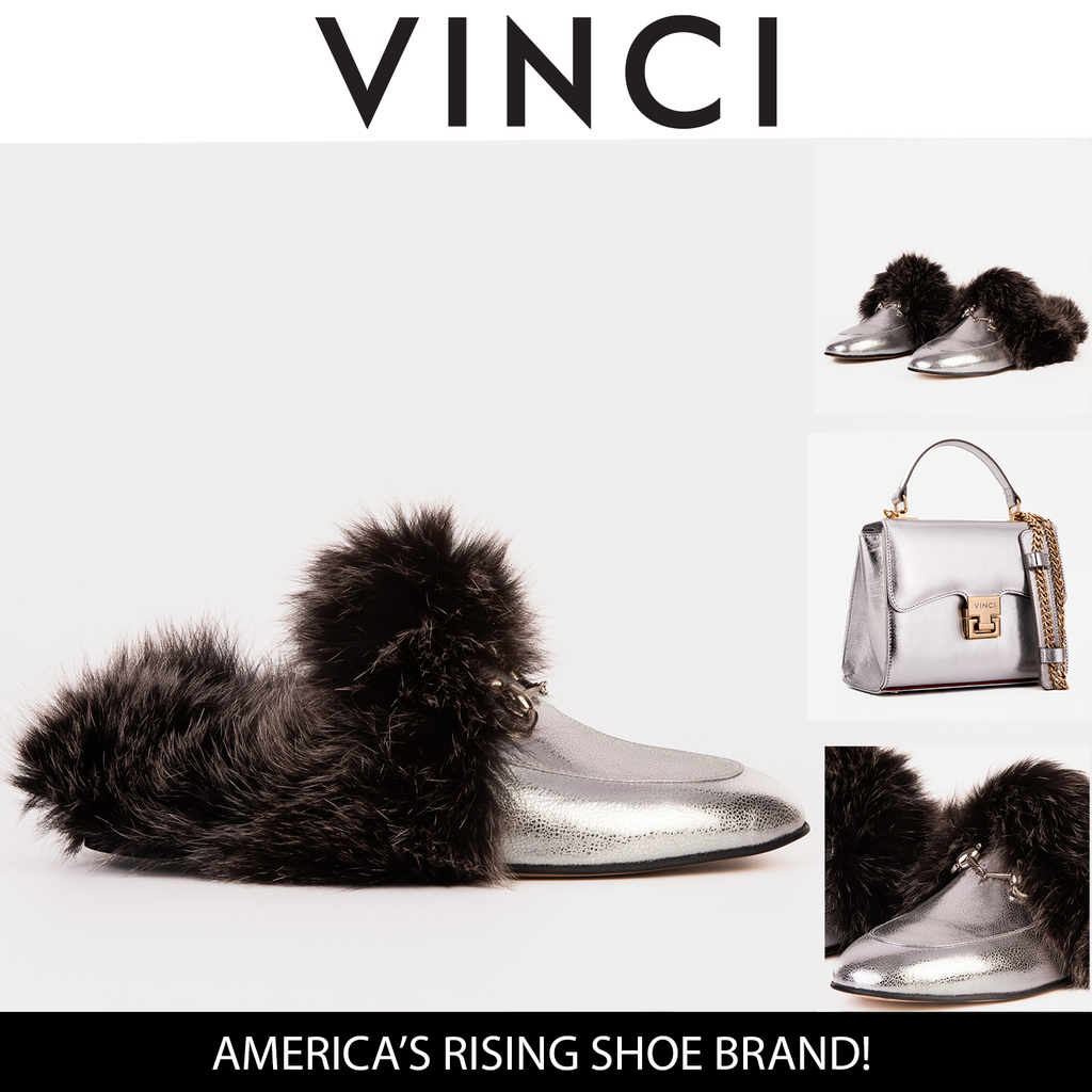 The Izmir Silver Leather Natural Fur Women Slipper