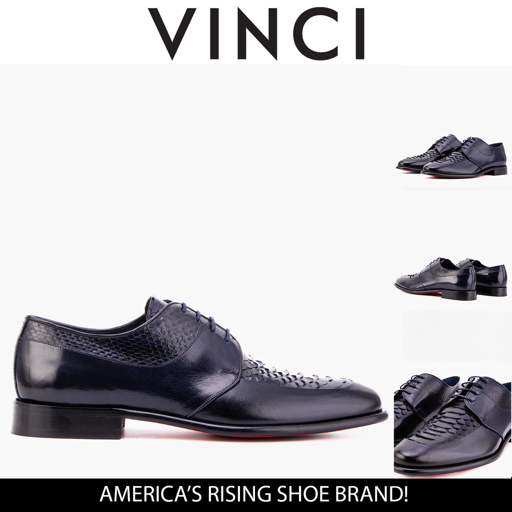 The Arven Navy Python Leather Men Shoe