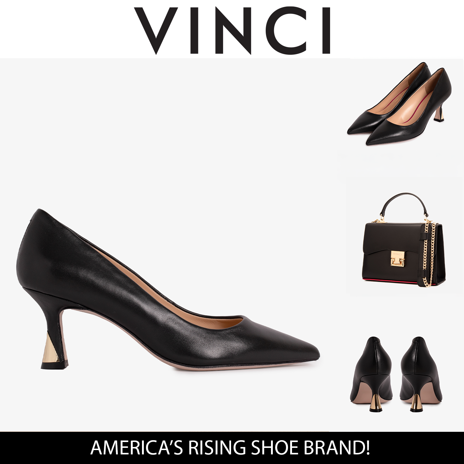 The Brunello Black Leather Pump Women Shoe