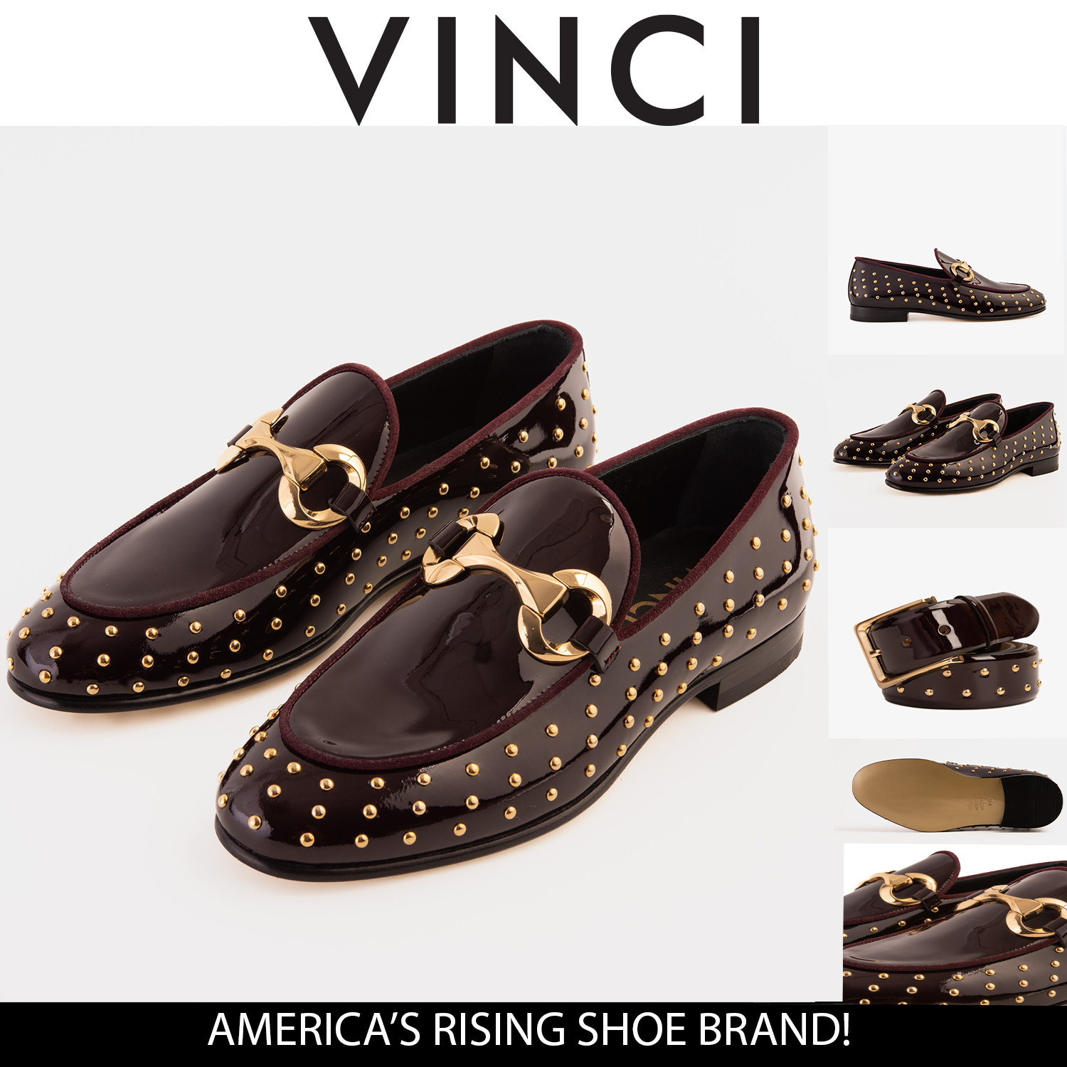 The Jupiter  Shoe Burgundy Spike Leather  Bit Dress Loafer Limited Edition Men Shoe