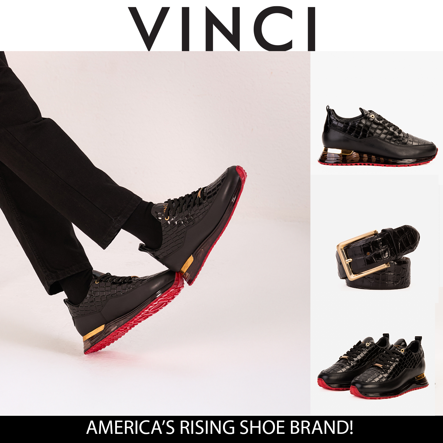 The Marseille Black Leather Men Sneaker