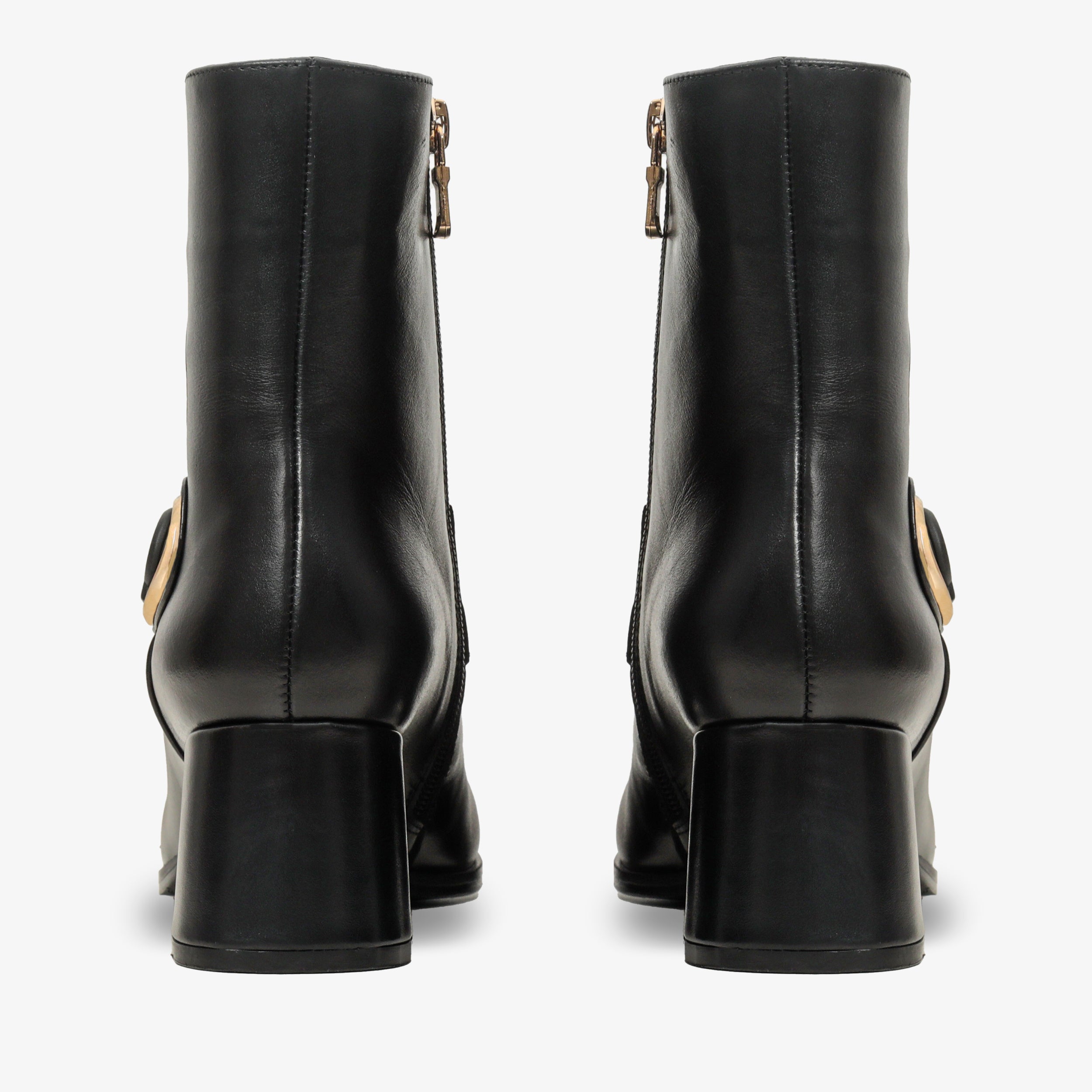 The Windsor Black Leather Block Heel Women Boot