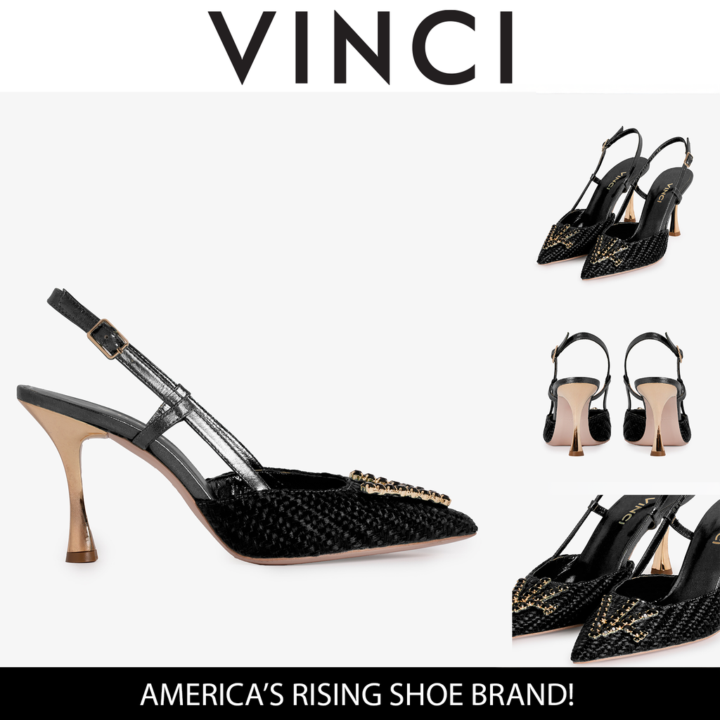 The Luna Black Leather Slingback Women Sandal