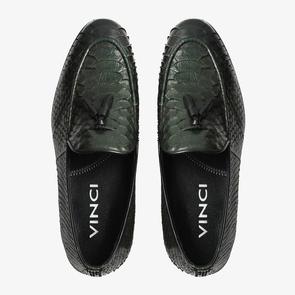 The Bethesda Green Pyhtn Skin Leather Tassel Loafer Men Shoe